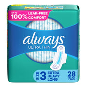 Always® Ultra Thin Extra Long Super Pads, Size 3 — Pack of 28