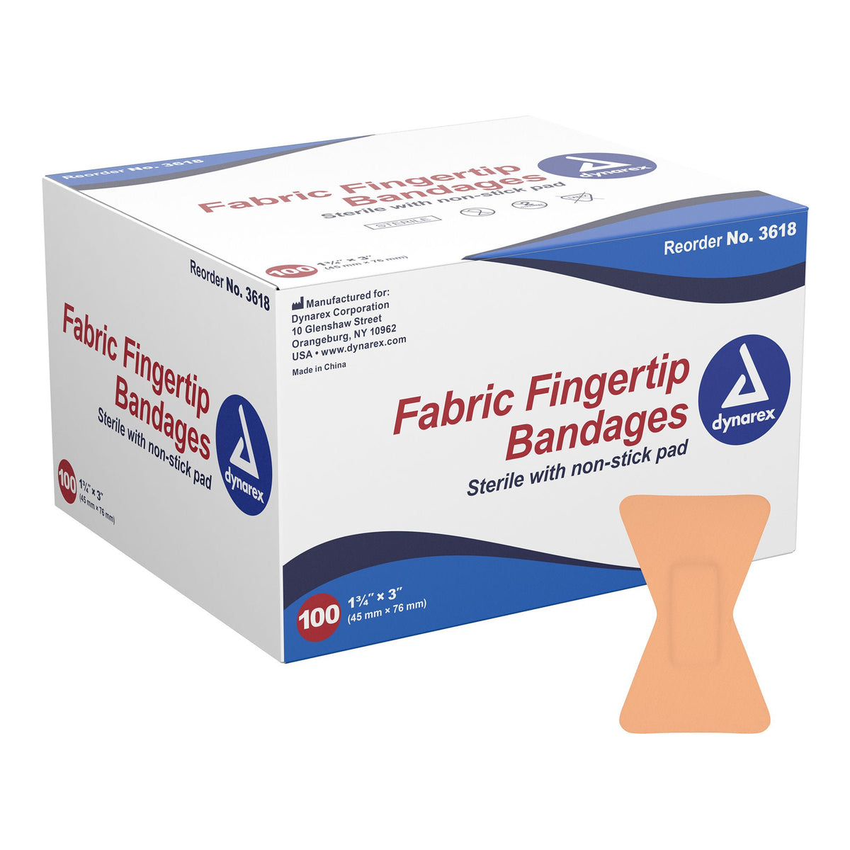 dynarex® Tan Adhesive Fabric Bandage, 1¾ x 3 Inch — Box of 100