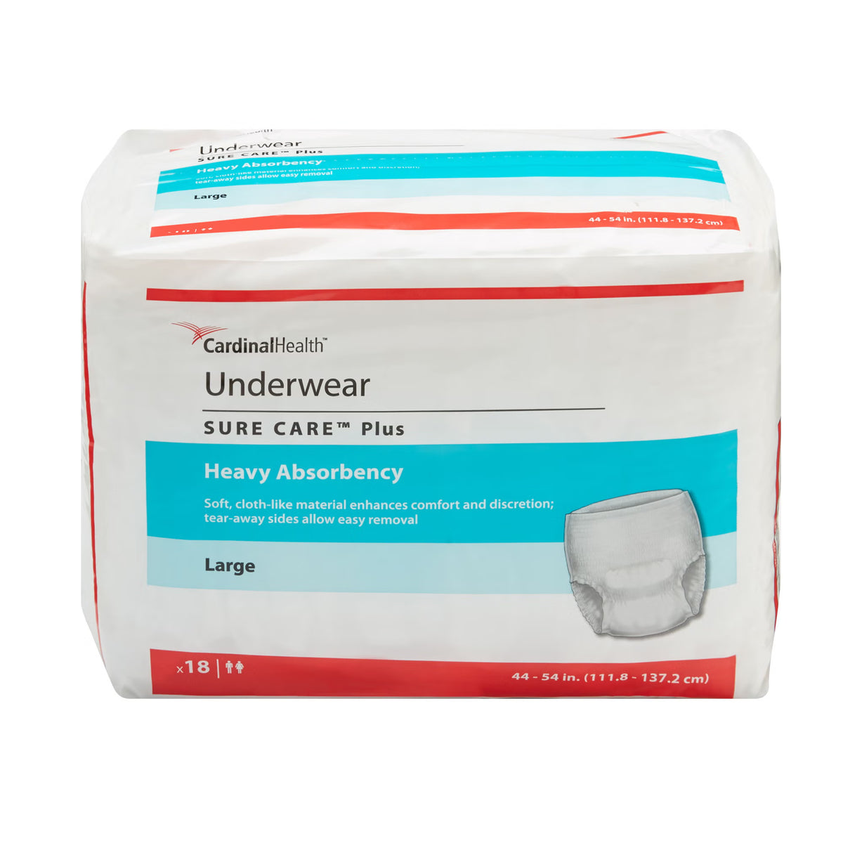 Sure Care™ Plus Heavy Absorbent Underwear, Large — Bag of 18