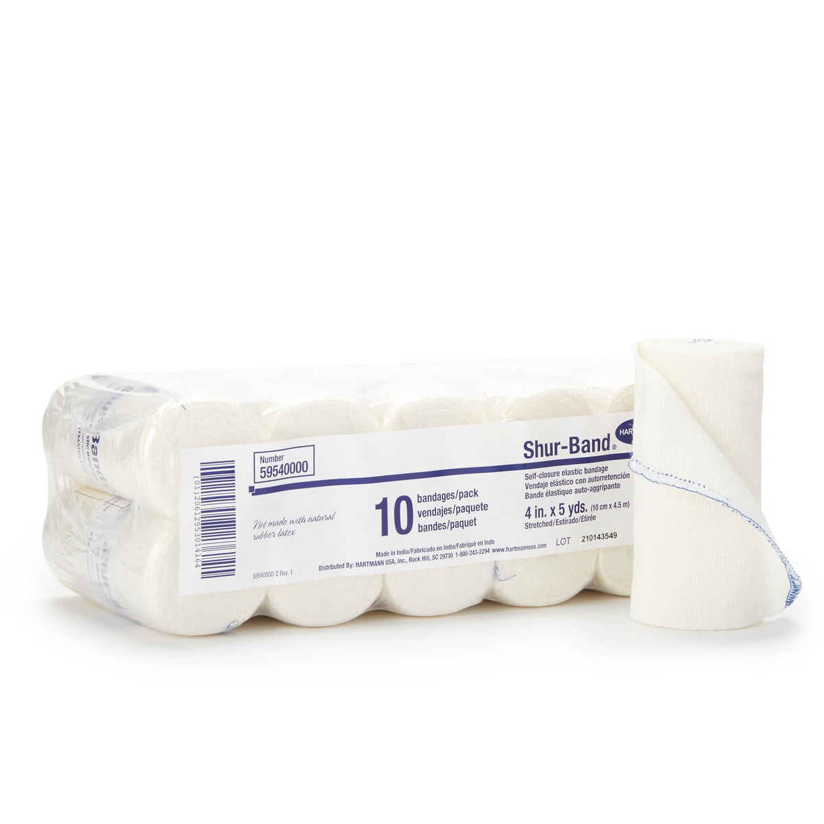 Shur-Band® LF Single hook-and-loop closure Elastic Bandage, 4 Inch x 5 Yard — Case of 60