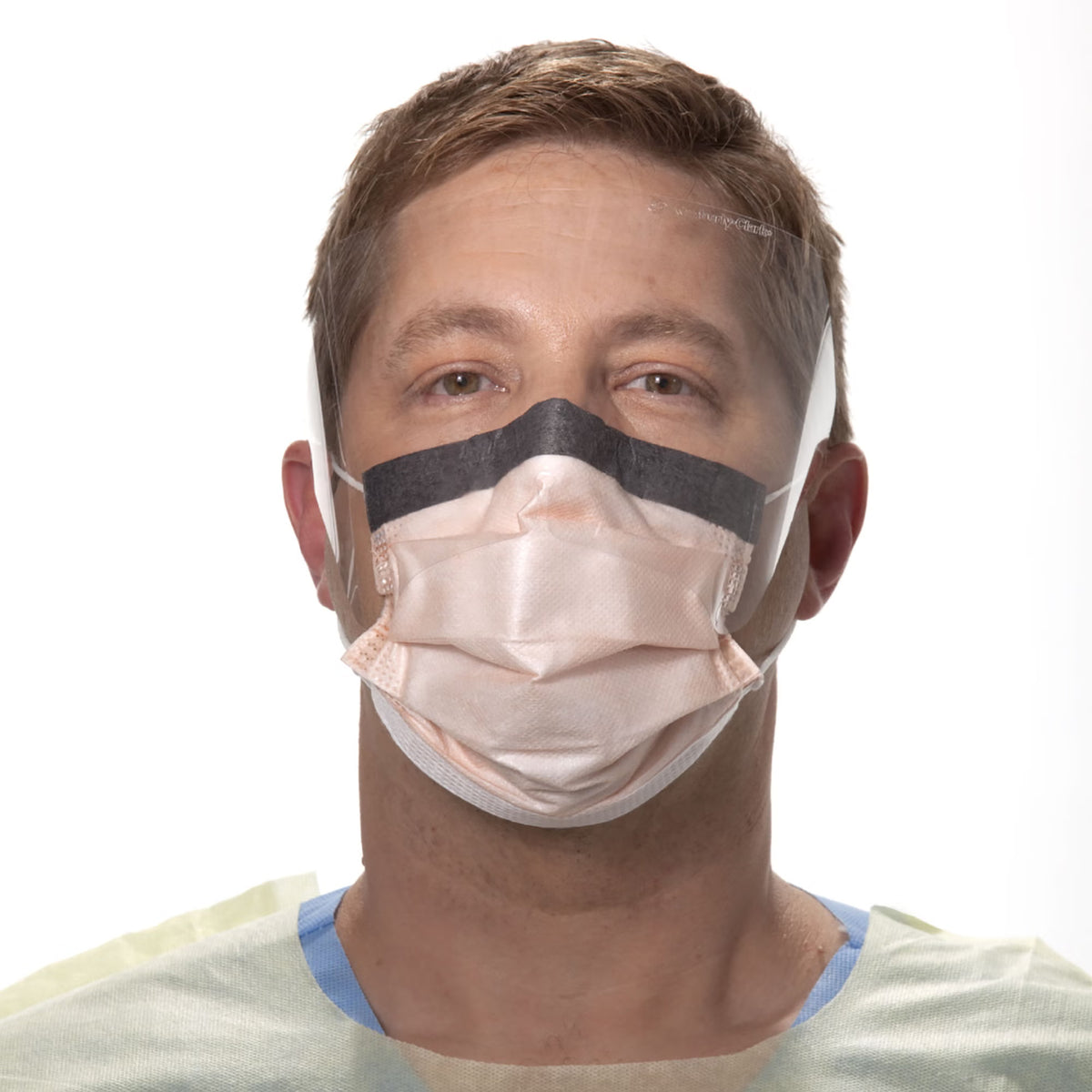 FluidShield Procedure Mask with Eye Shield Anti-fog Orange, NonSterile — Case of 100