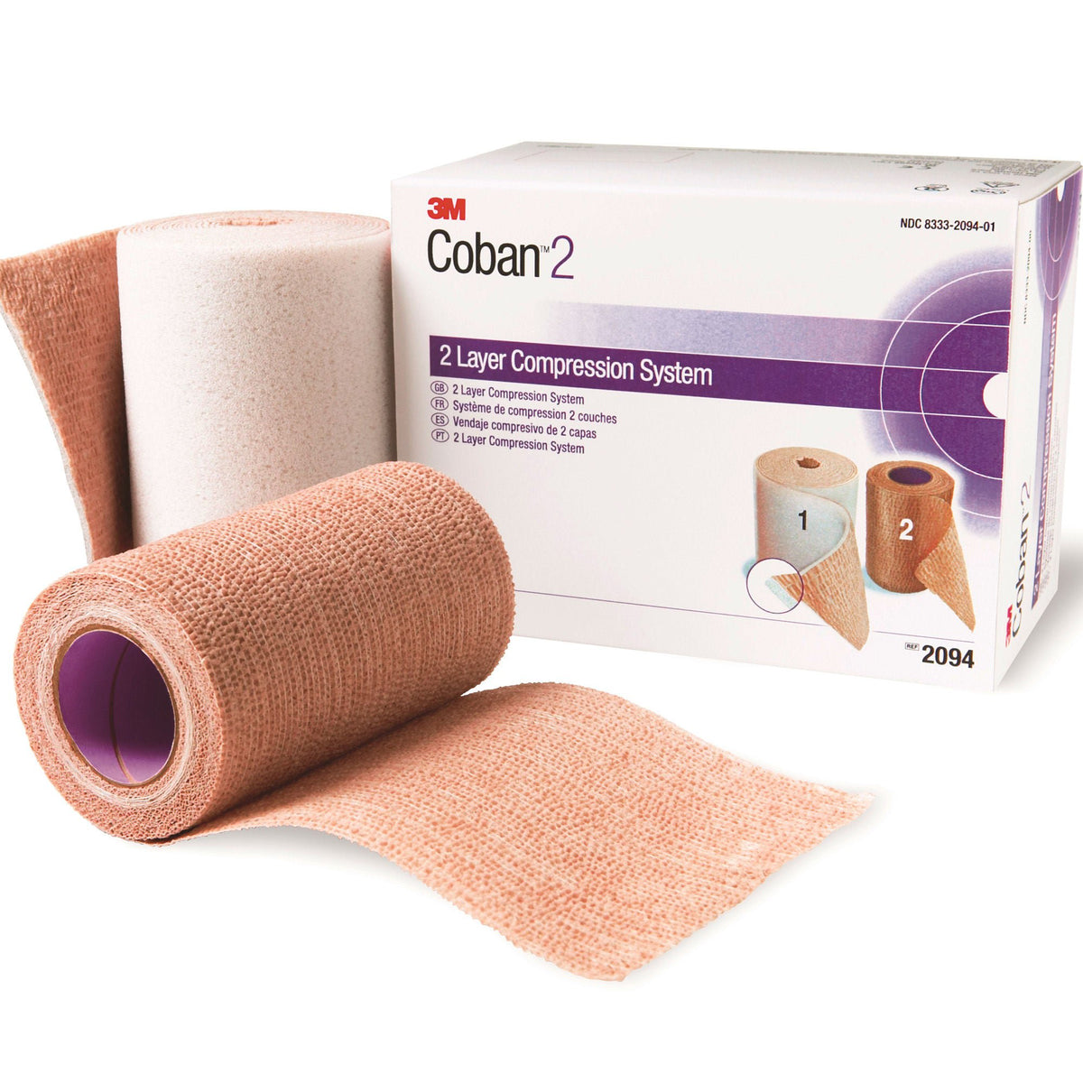3M™ Coban™ 2 Closure Two-Layer Compression Bandage System, 10 cm x 47 meters — Case of 8