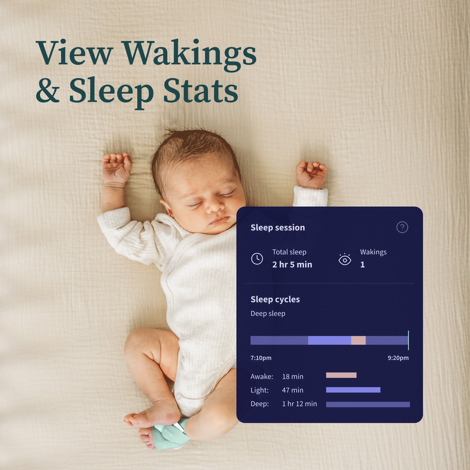 Owlet Dream Sock Smart Baby Monitor, Track Heart Rate and Oxygen, Blue Color