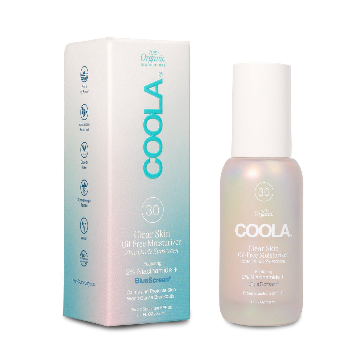 Coola® Clear Skin Oil-Free Moisturizer Zinc Sunscreen w/ BlueScreen™ SPF 30