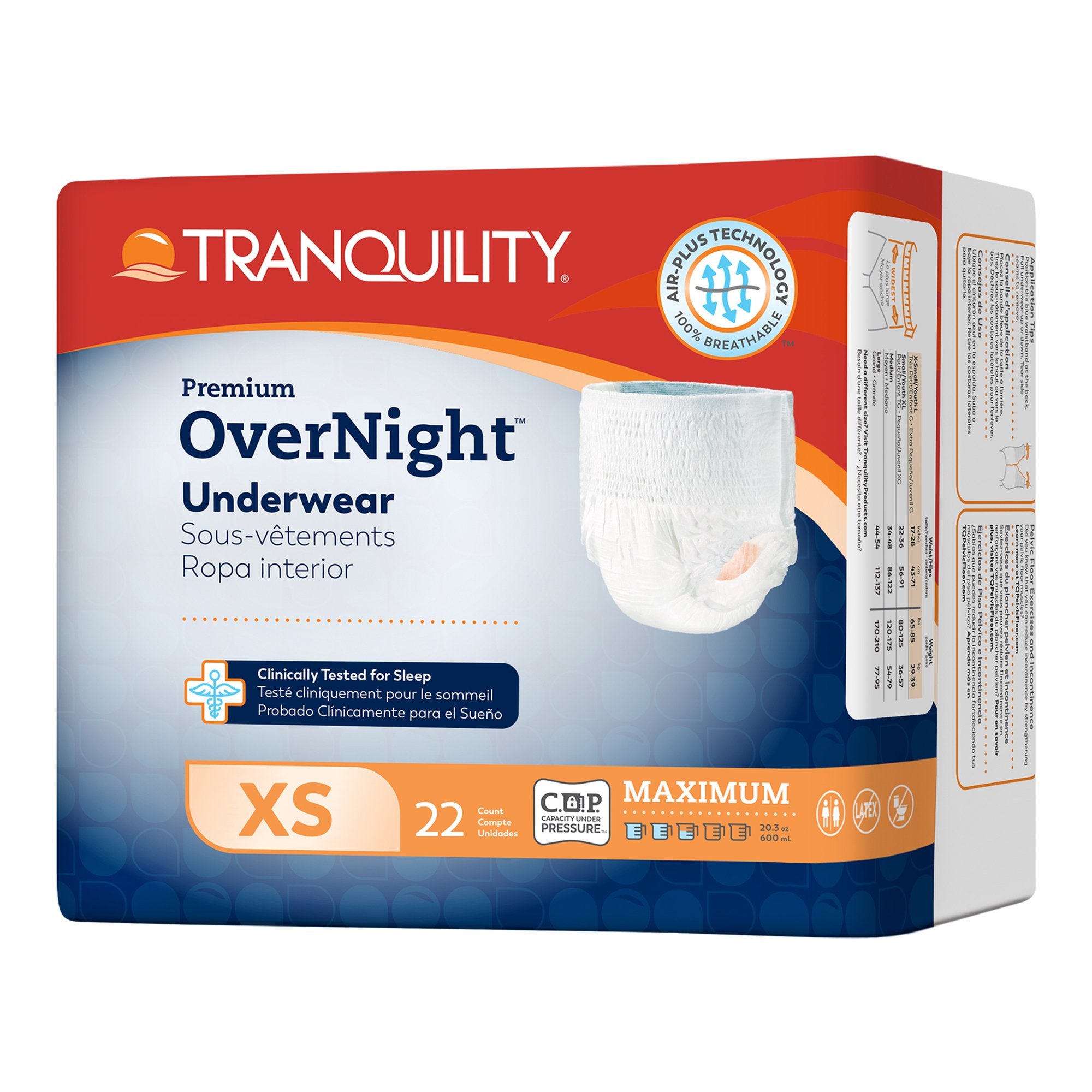 Tranquility Premium OverNight Disposable Absorbent Underwear, XS