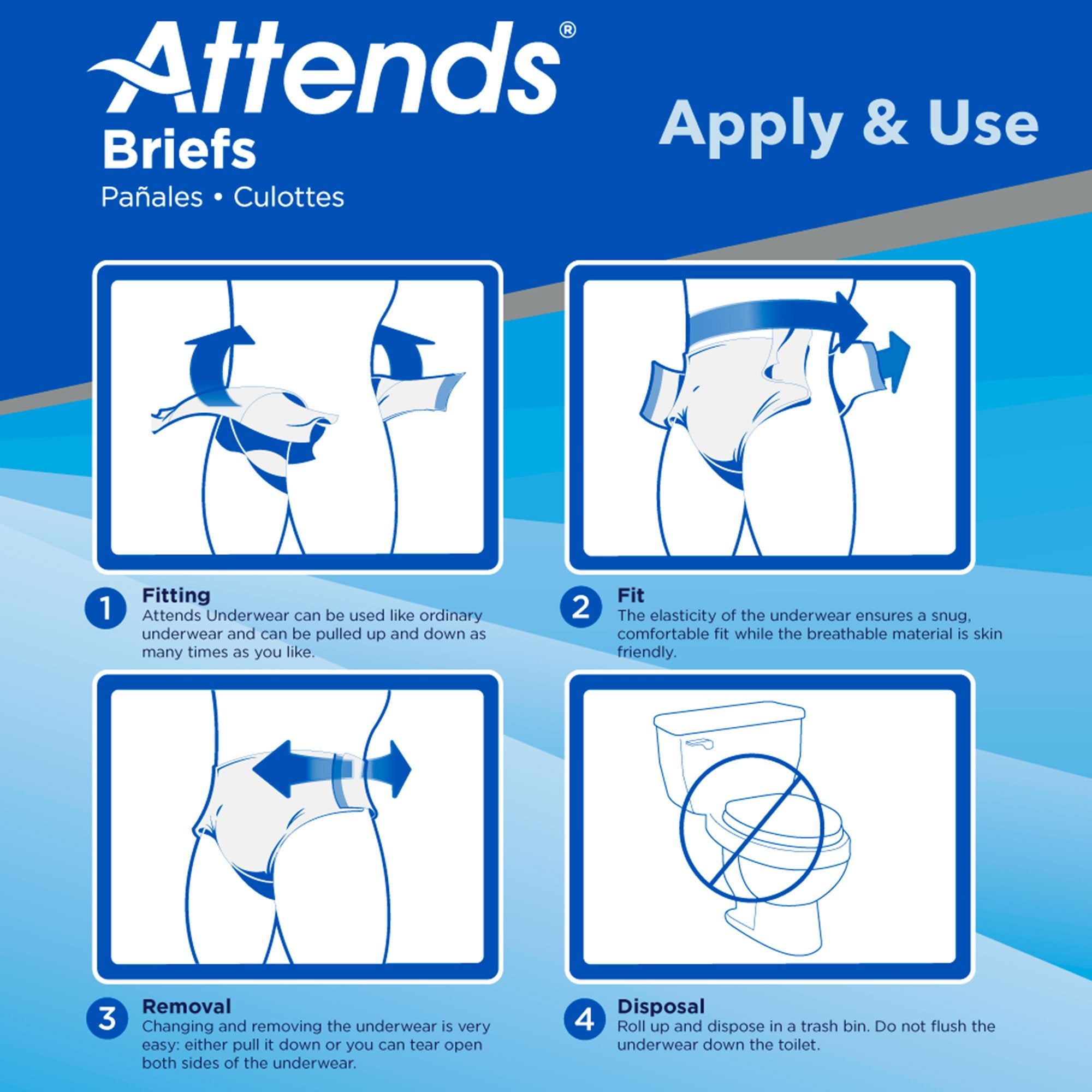 Attends Stretch Briefs, Large / X-Large