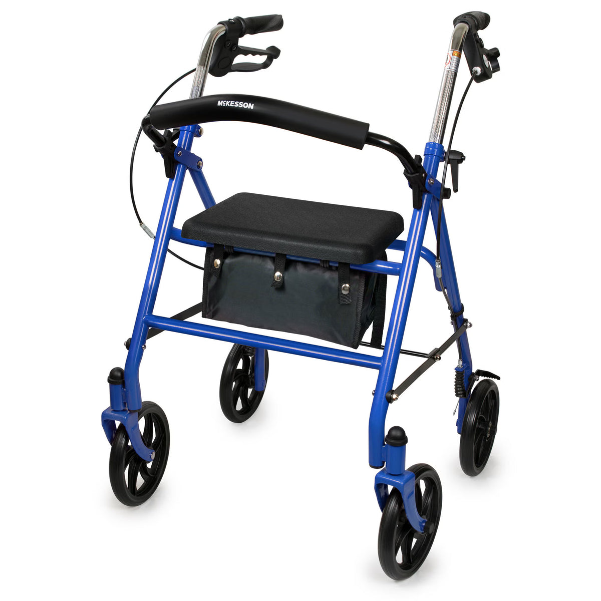 McKesson Folding Steel Four-Wheel Rollator, Blue