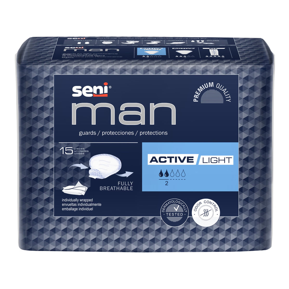 Seni® Man Active Light Bladder Control Guards — Pack of 15
