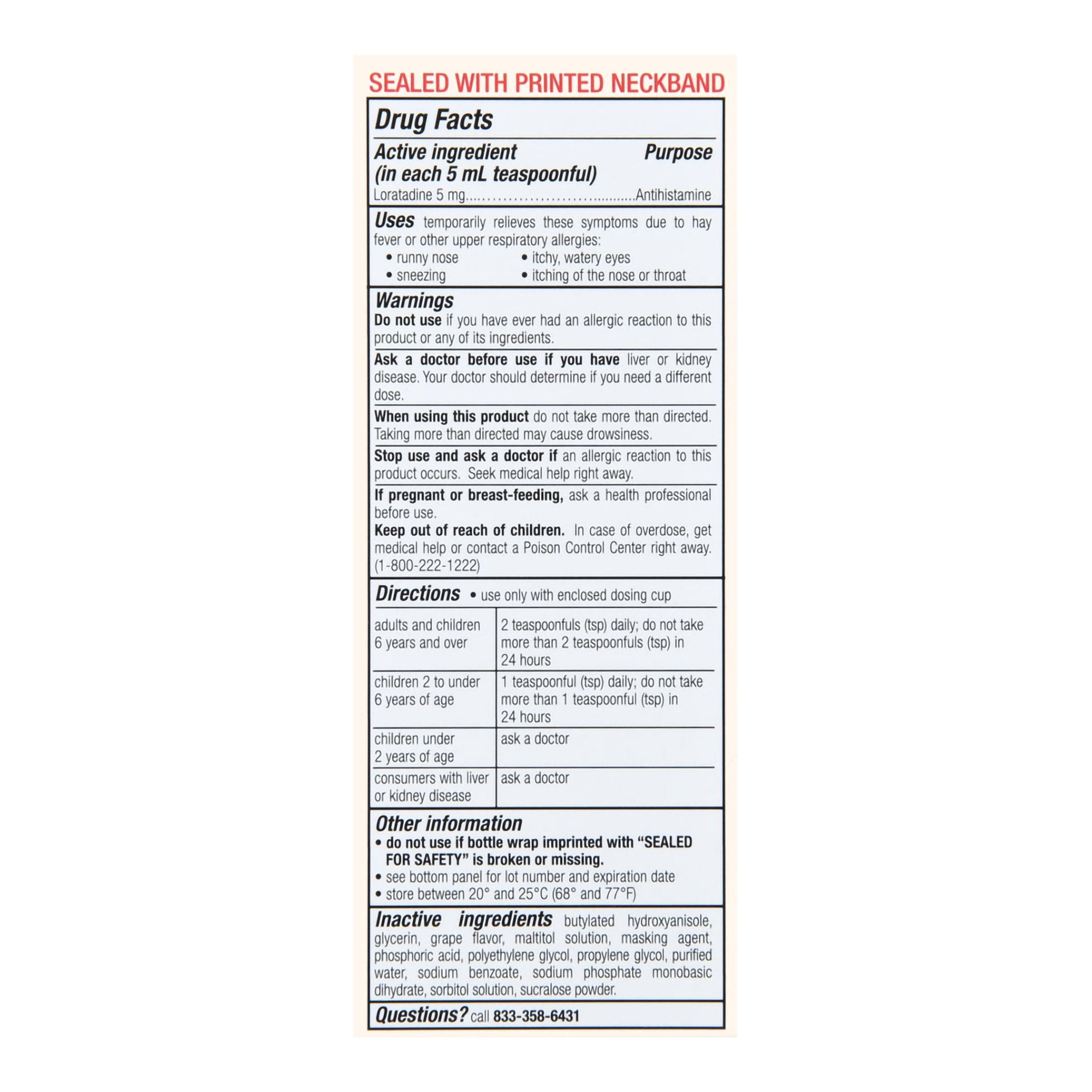 Foster & Thrive Children's Allergy Oral Solution Grape Flavor