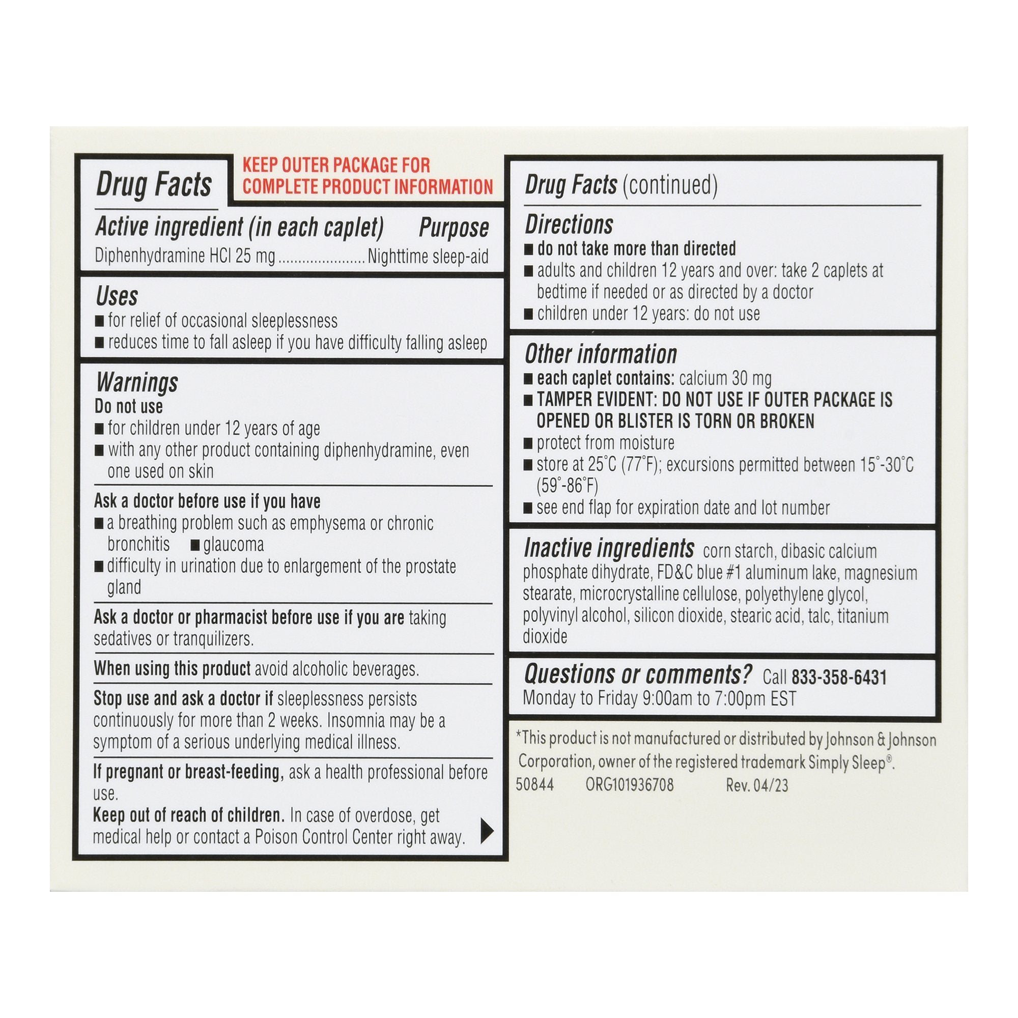 Foster & Thrive Nighttime Sleep-Aid Diphenhydramine HCl 25 mg Caplets