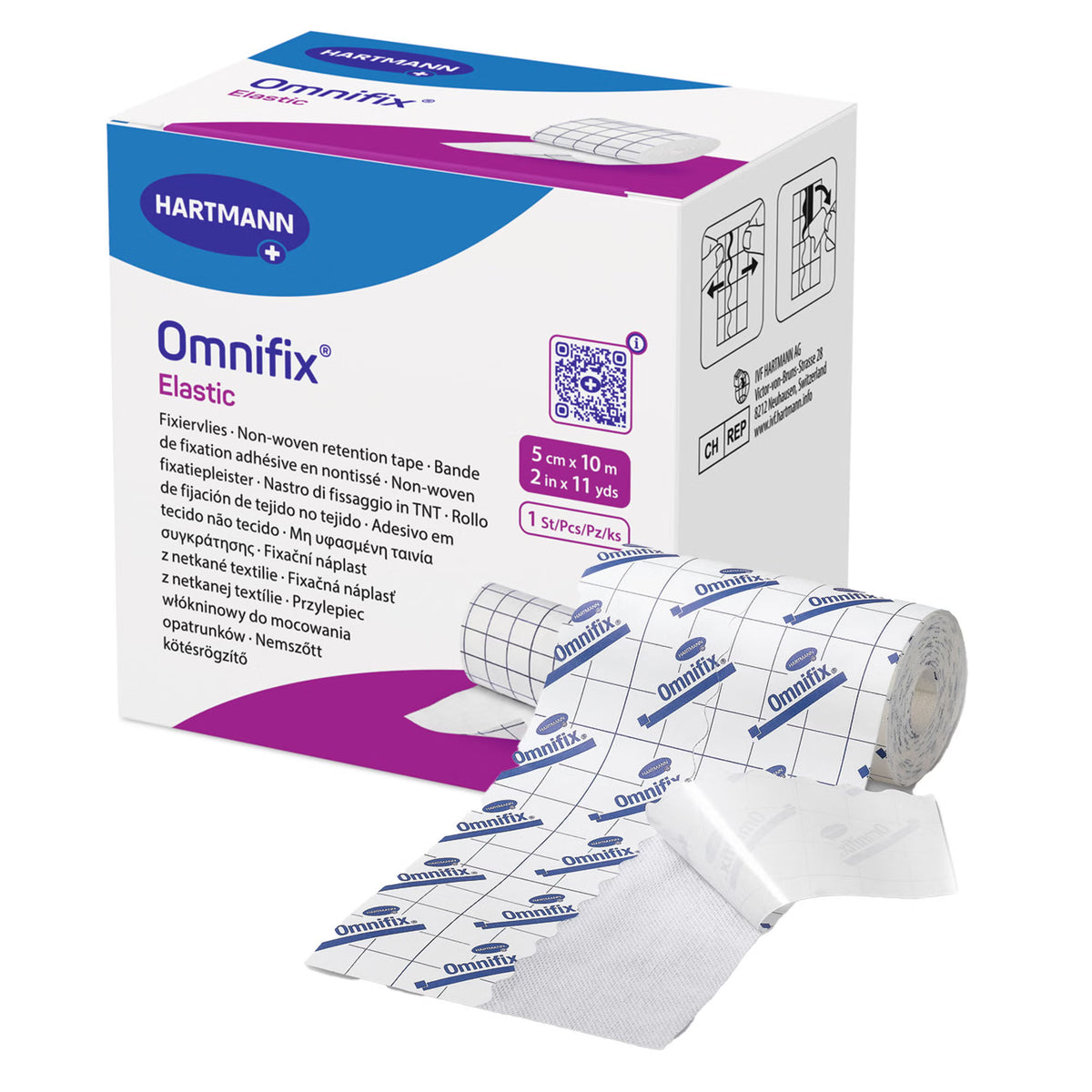 Omnifix® Elastic Dressing Retention Tape with Liner, 2 Inch x 10 Yard, White — Case of 63