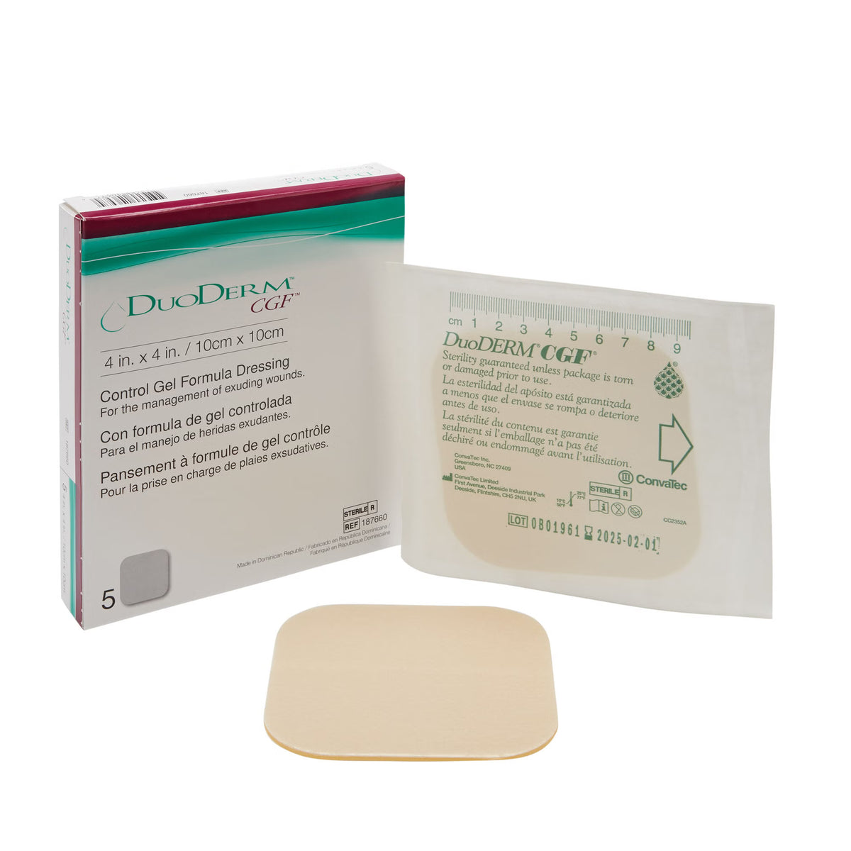 DuoDerm® CGF® Hydrocolloid Dressing, 4 x 4 Inch — Box of 5