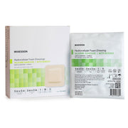 McKesson 5 x 5 Inch Five-Layer Hydrocellular Foam Dressing w/ 2 x 2 Inch Border — Box of 10