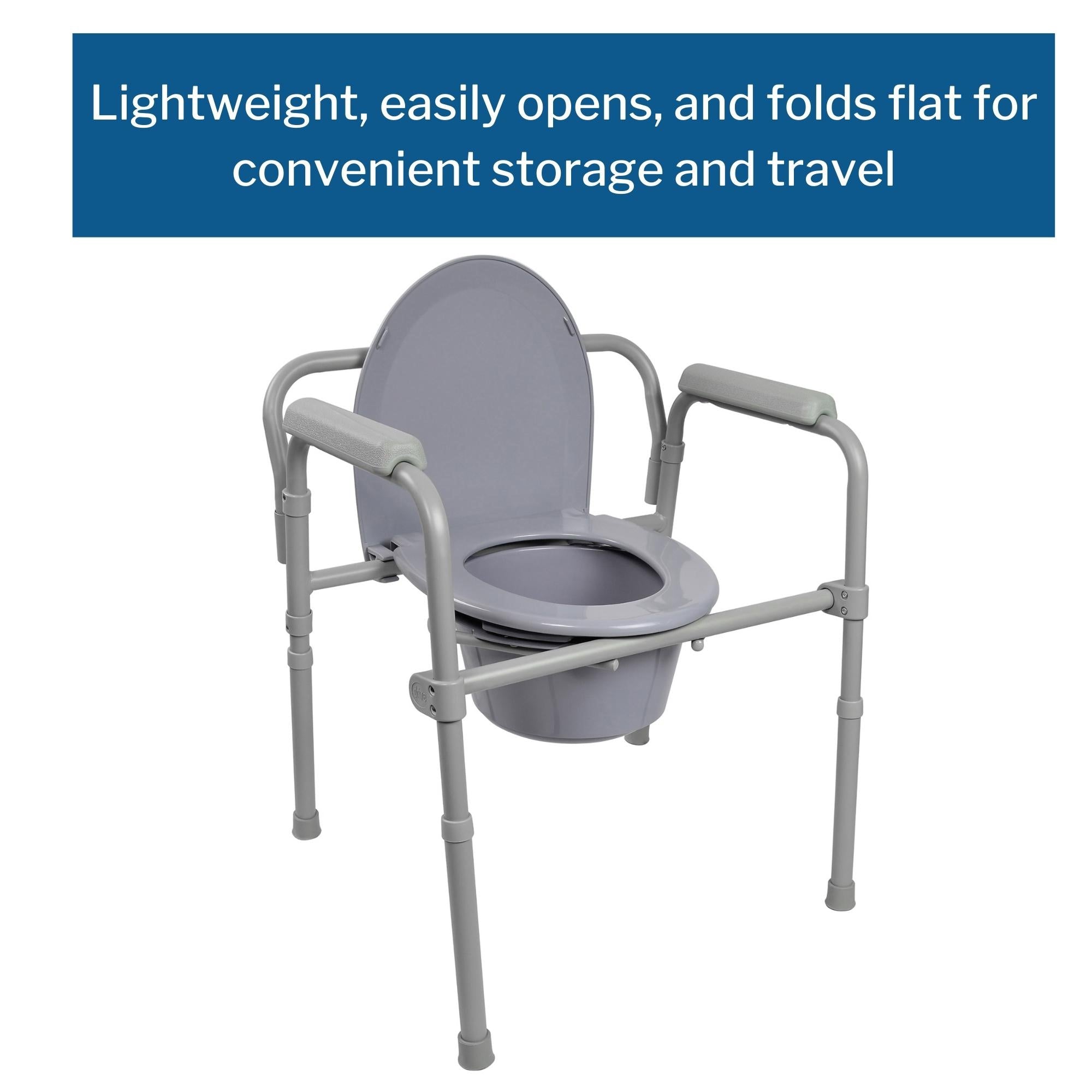 McKesson Folding Fixed Arm Steel Commode Chair