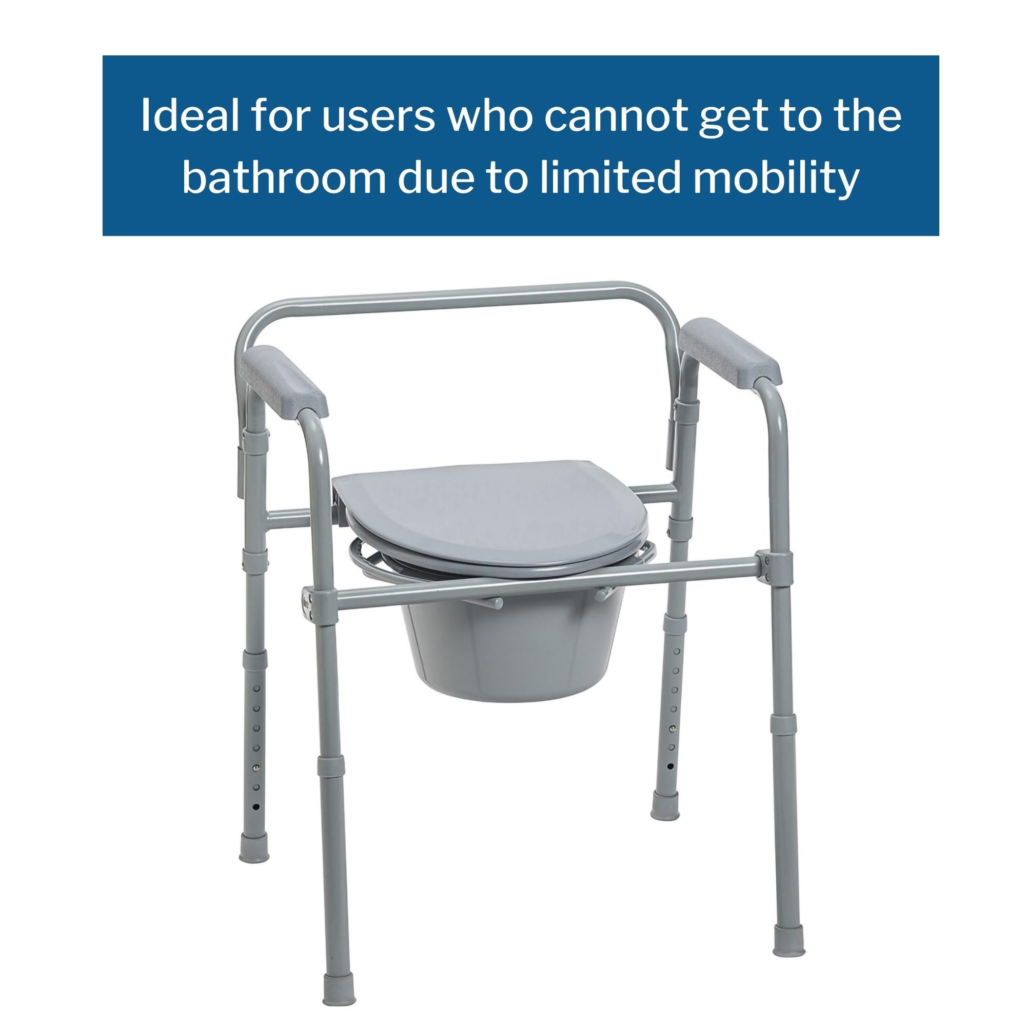 McKesson Folding Fixed Arm Steel Commode Chair