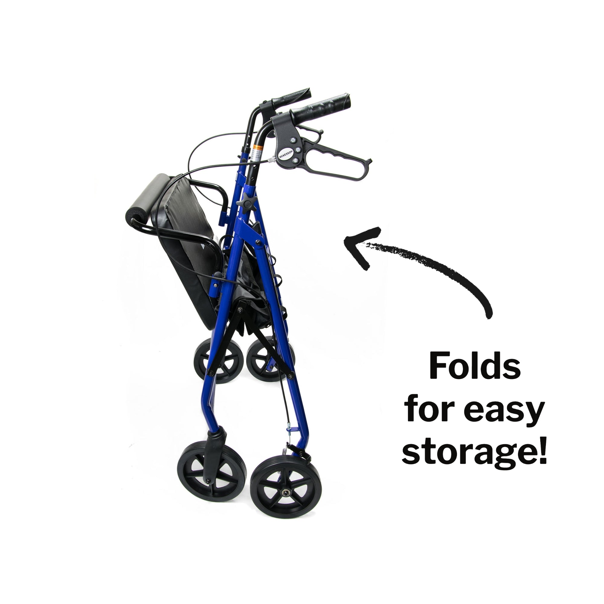 McKesson Bariatric Folding Four-Wheel Rollator, Blue