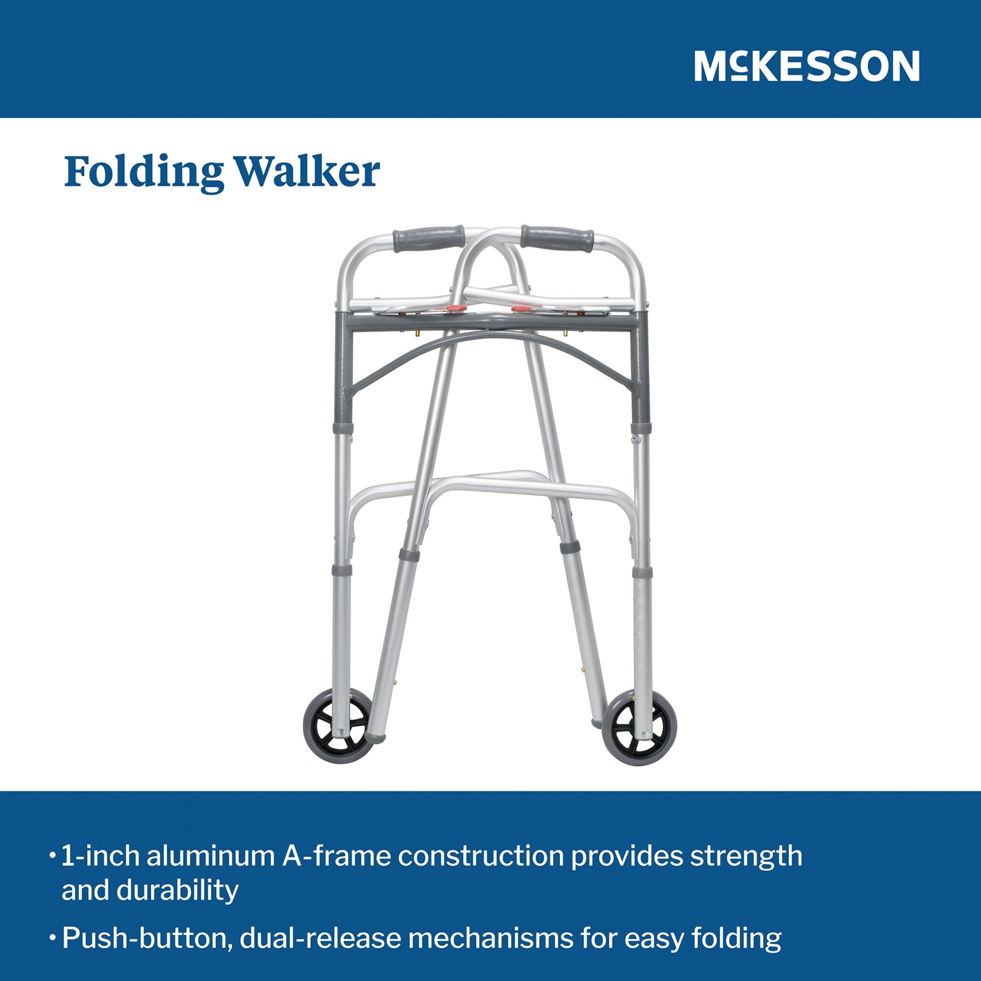 McKesson Adjustable Height Folding Walker