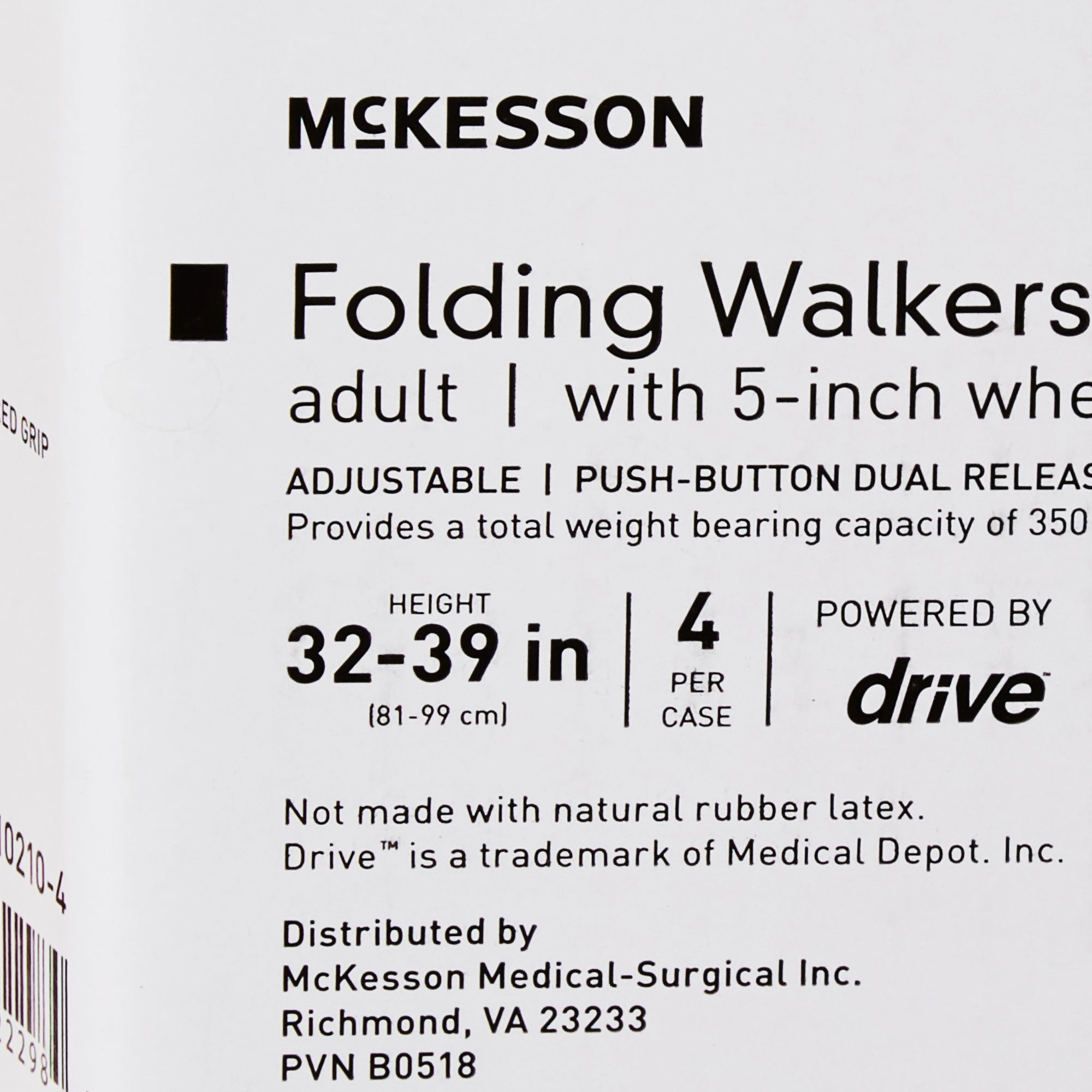 McKesson Adjustable Height Folding Walker