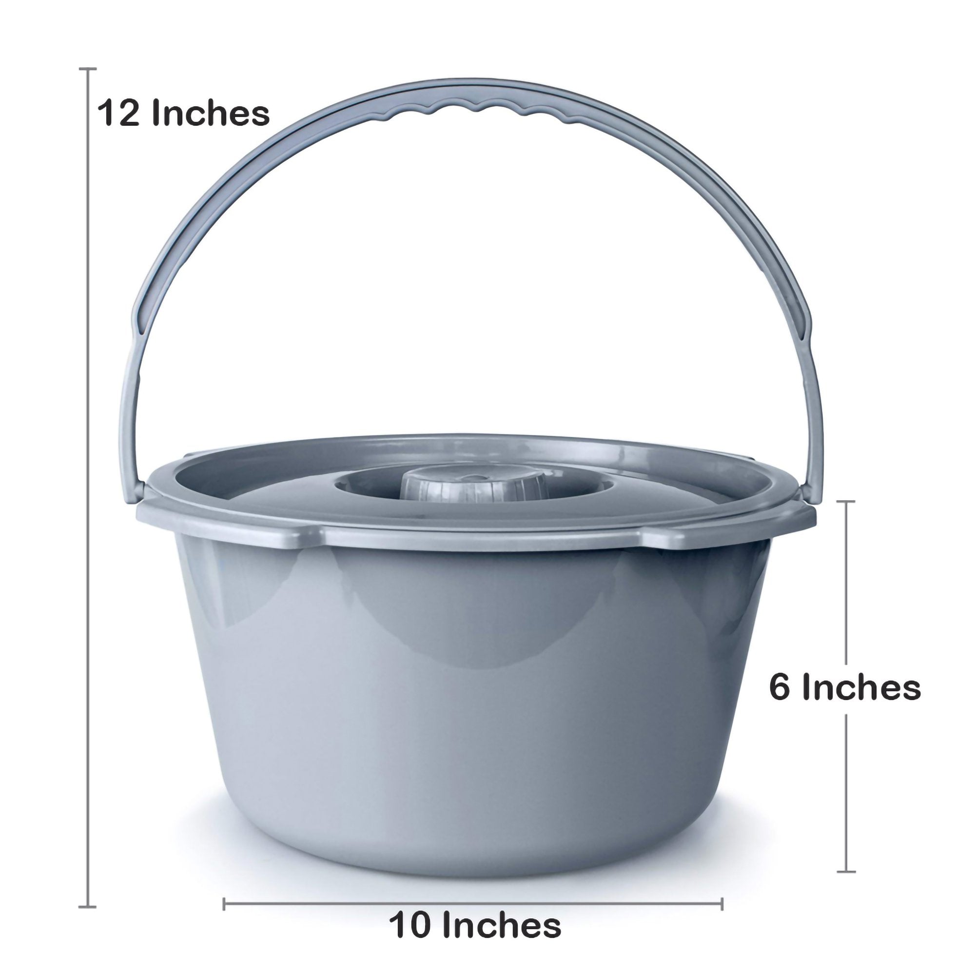 McKesson Commode Bucket With Metal Handle And Cover, 7-1/2 Quart, Gray