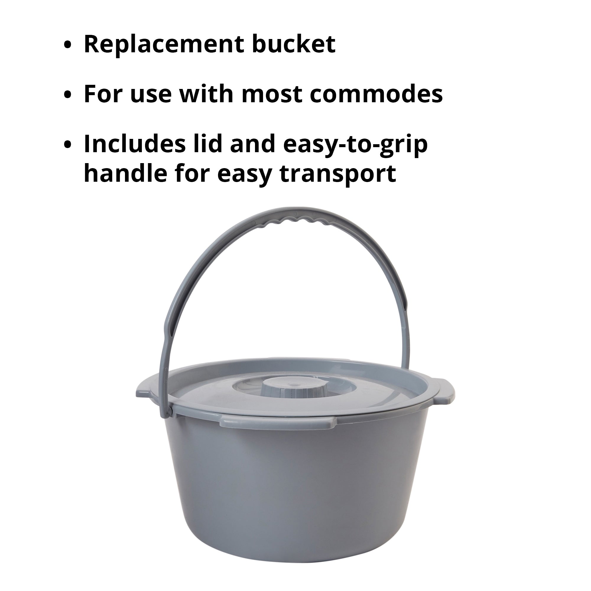 McKesson Commode Bucket With Metal Handle And Cover, 7-1/2 Quart, Gray