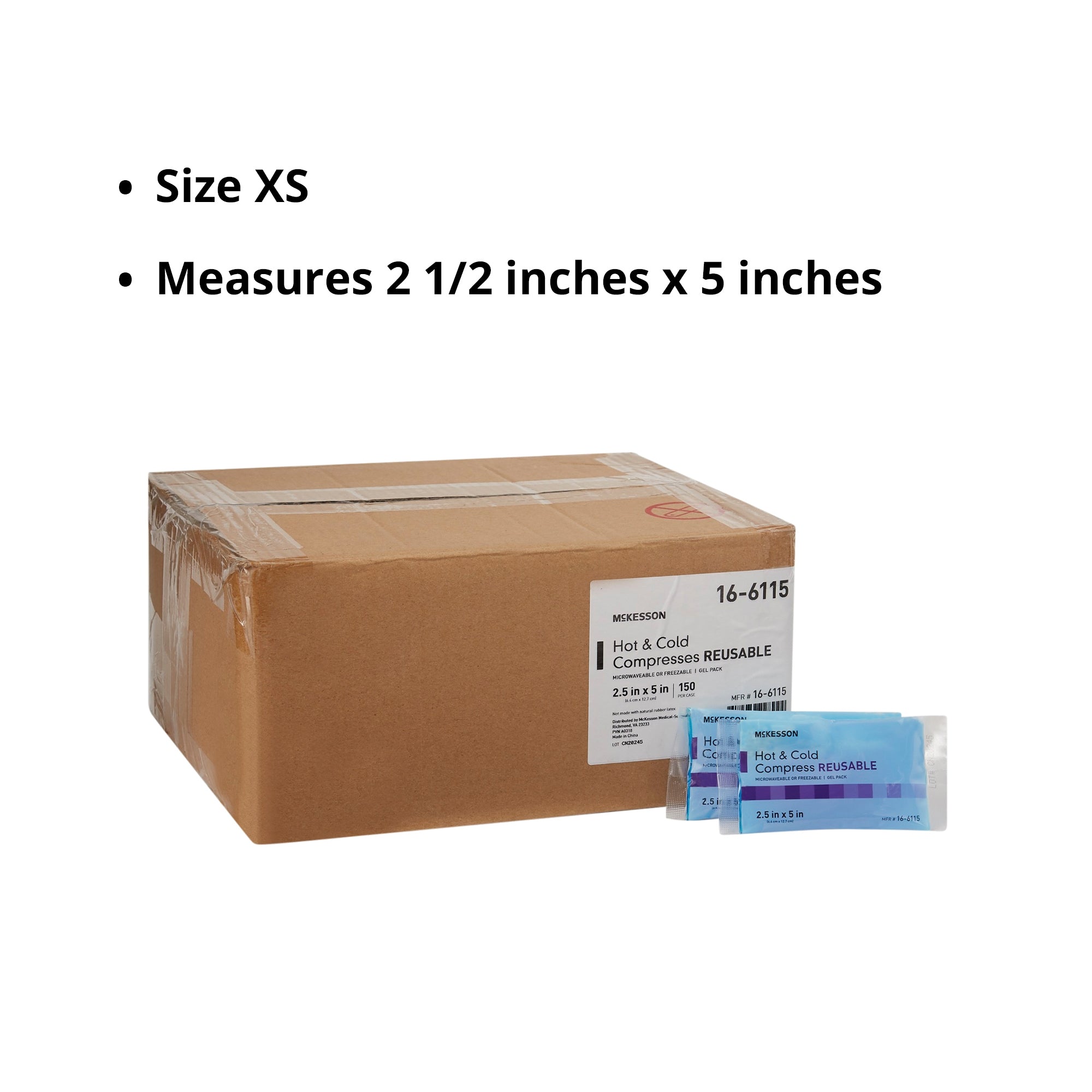 McKesson Cold and Hot Compress Pack, Reusable, 2-1/2 x 5 Inch - Case - Case