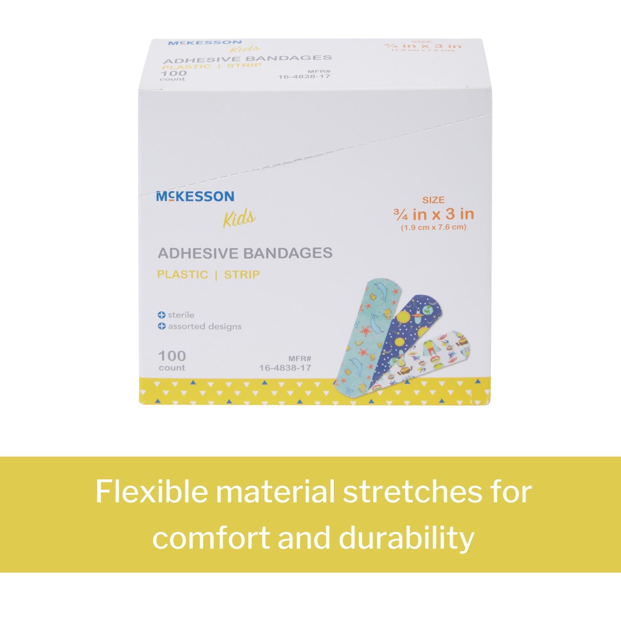 McKesson Kids Kid Design (Assorted Prints) Adhesive Strip, 3/4 x 3 Inch