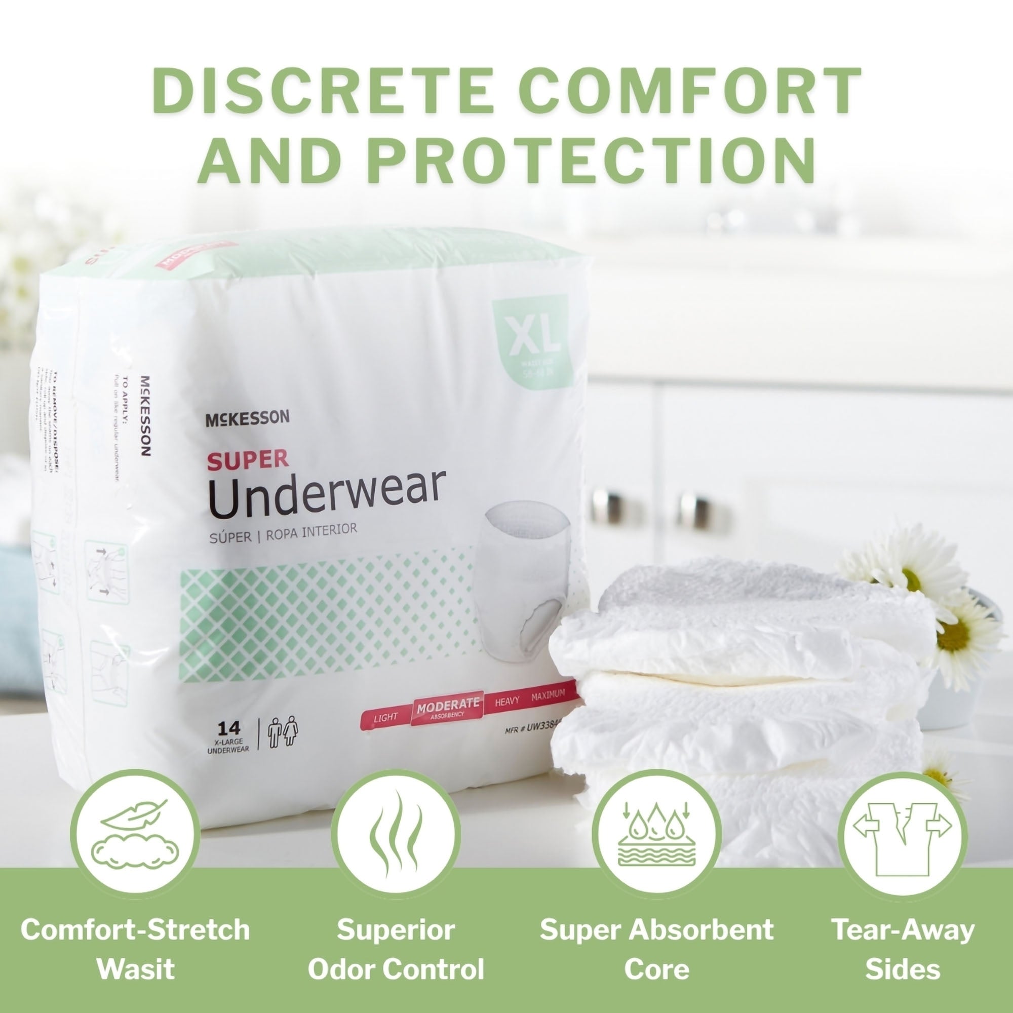 McKesson Super Moderate Absorbency Incontinence Underwear, Extra Large