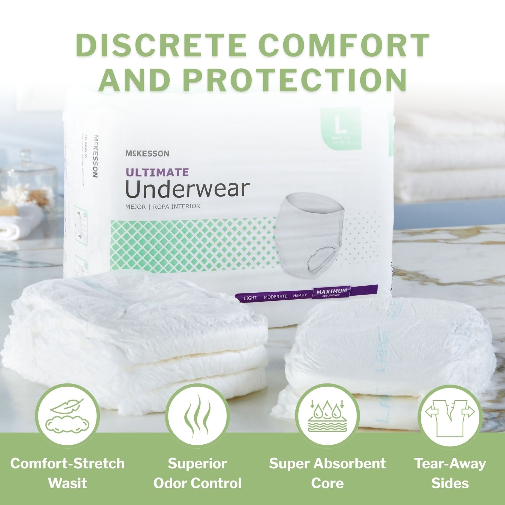 McKesson Ultimate Heavy Absorbency Incontinence Underwear, Large