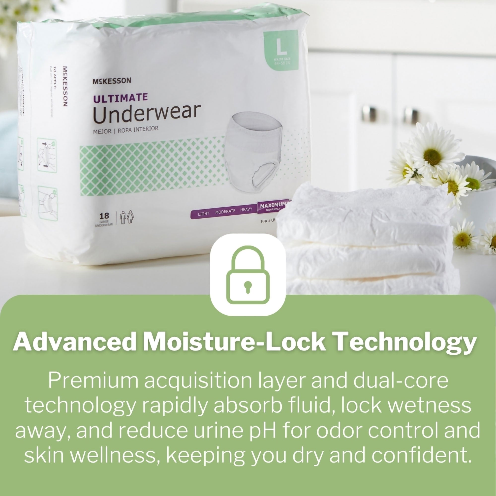 McKesson Ultimate Heavy Absorbency Incontinence Underwear, Large