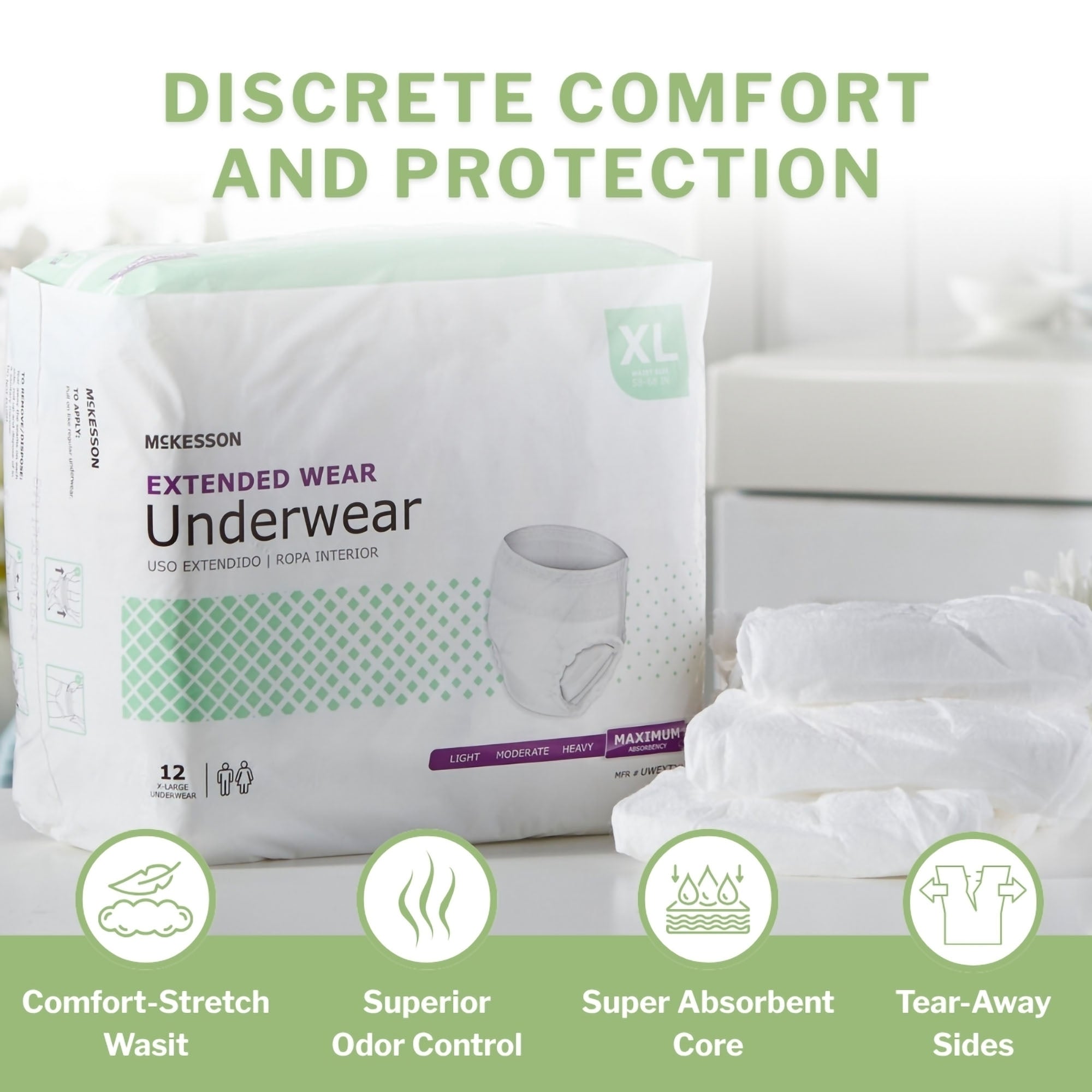 McKesson Extended Wear Maximum Absorbency Underwear, Extra Large