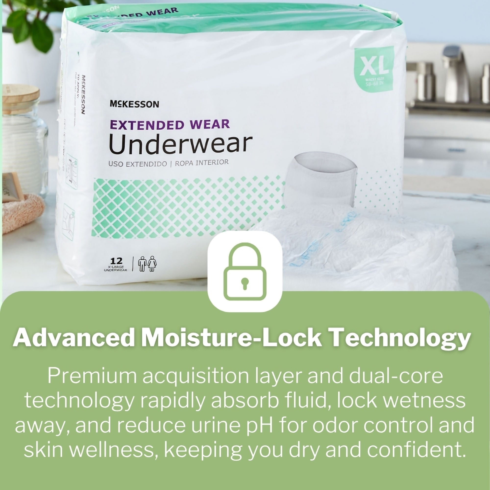 McKesson Extended Wear Maximum Absorbency Underwear, Extra Large