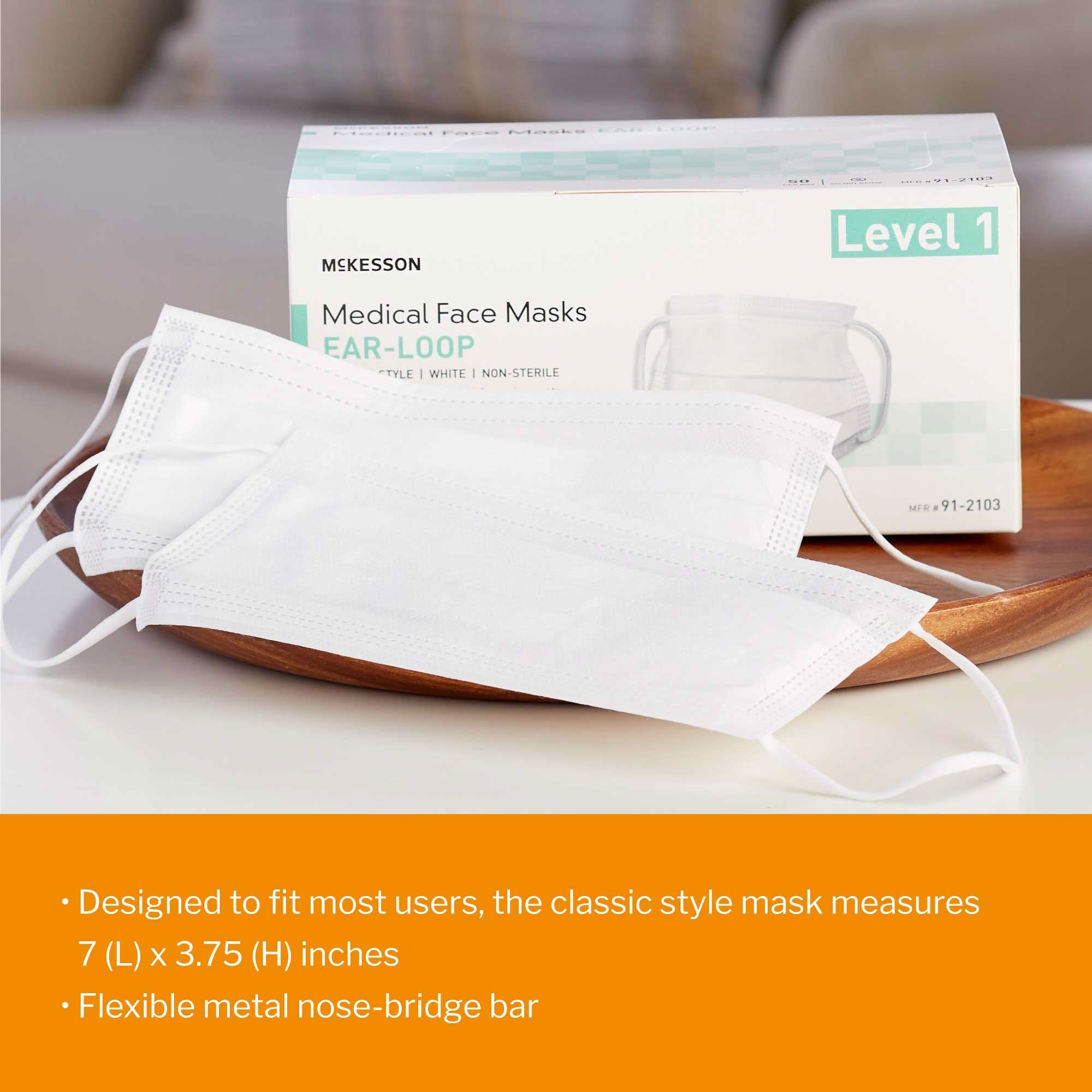 McKesson ASTM Level 1 Medical Face Masks, White
