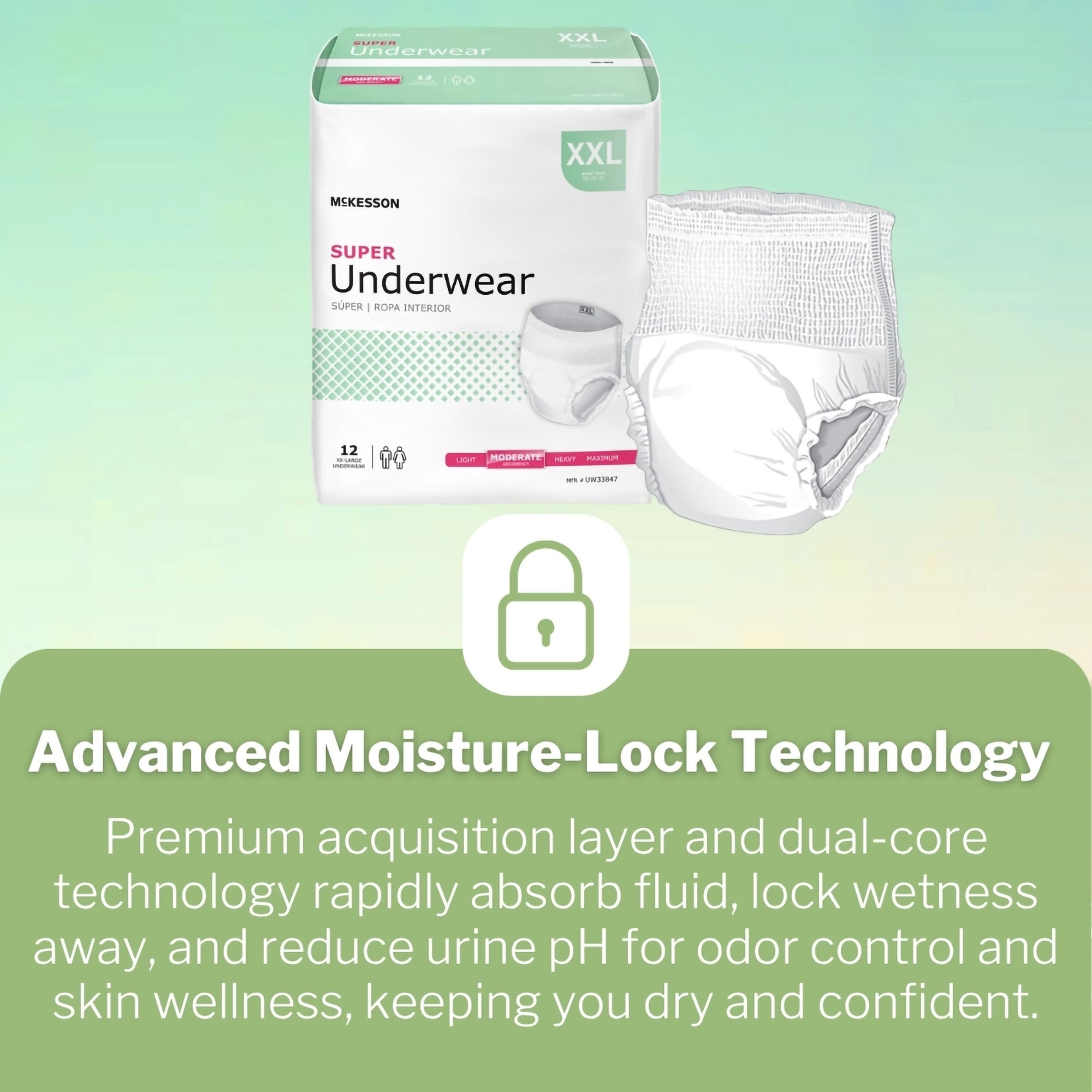 McKesson Super Moderate Absorbency Incontinence Underwear, 2X-Large