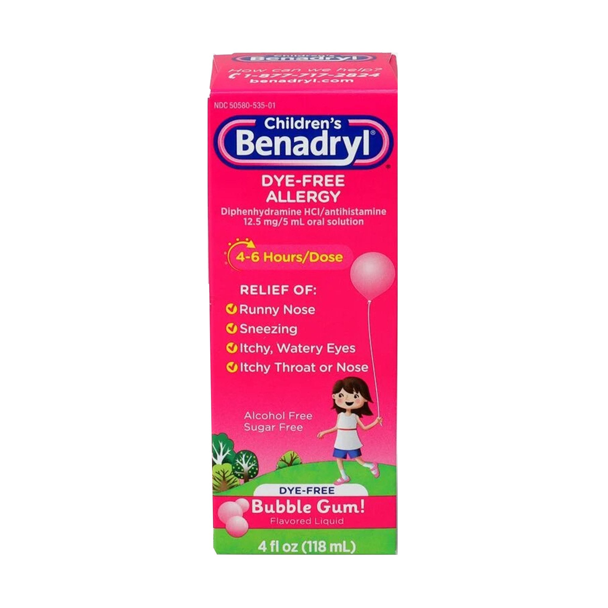 Children's Benadryl Allergy Relief Liquid Bubble Gum Flavor