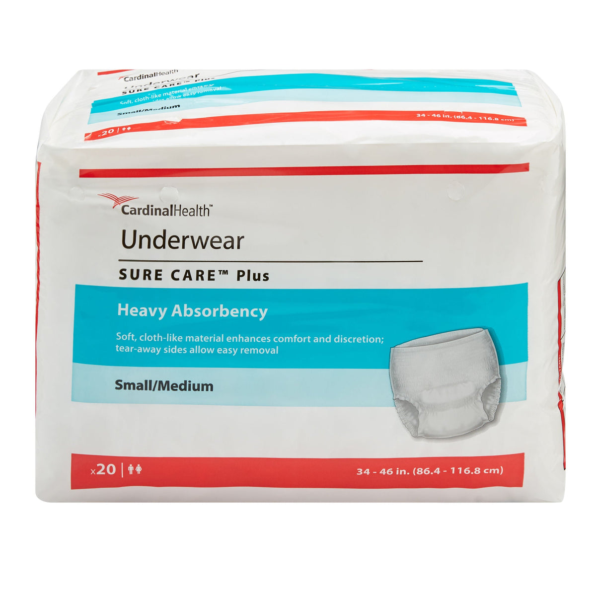 Sure Care™ Plus Heavy Absorbent Underwear, Medium — Bag of 20