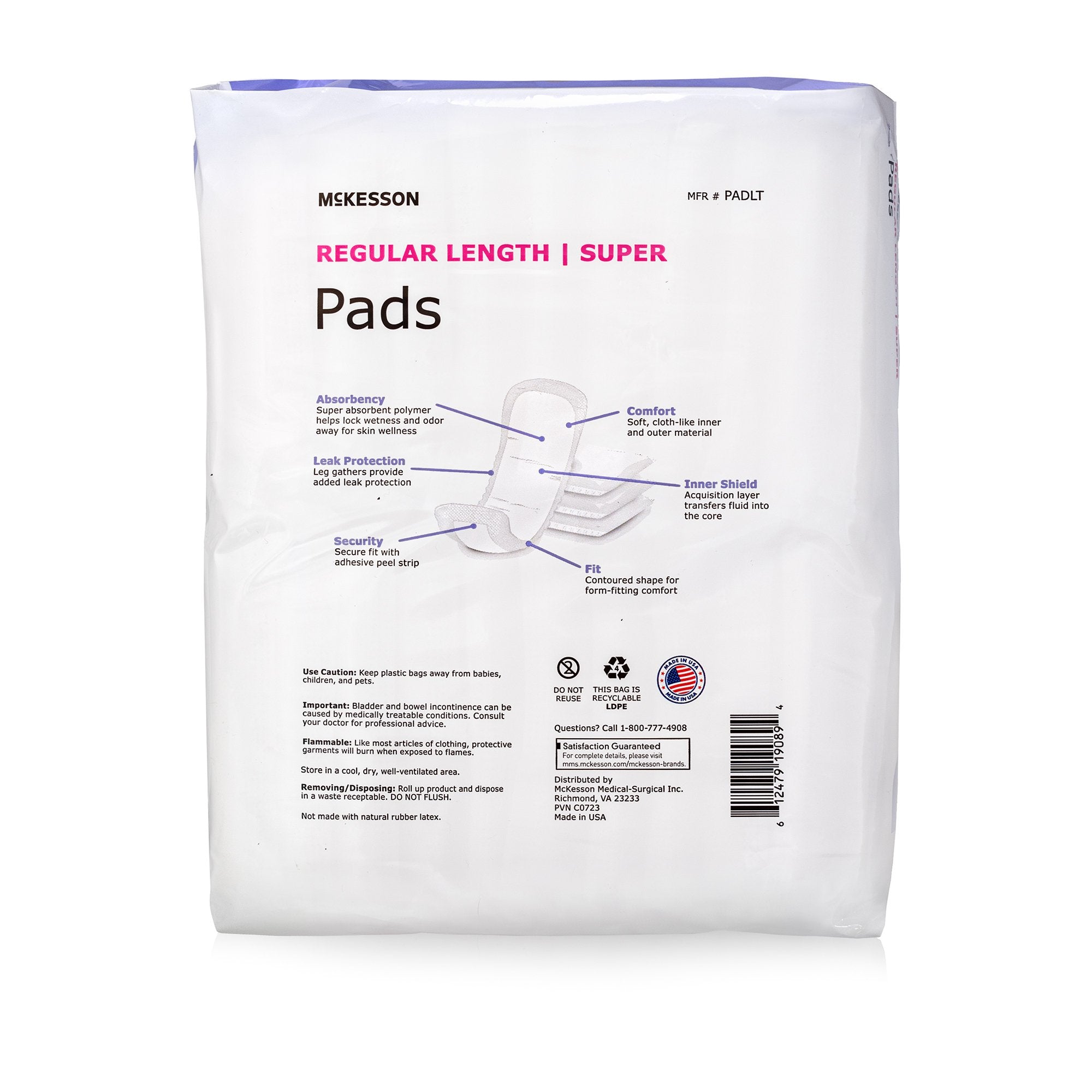 McKesson Super Moderate Absorbency Bladder Control Pad, 10-Inch Length