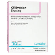 DermaRite® Oil Emulsion Impregnated Dressing, 3 x 8 Inch — Box of 24