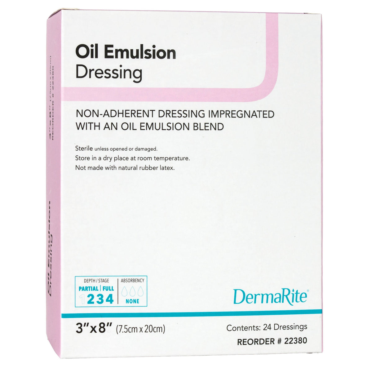 DermaRite® Oil Emulsion Impregnated Dressing, 3 x 8 Inch — Box of 24