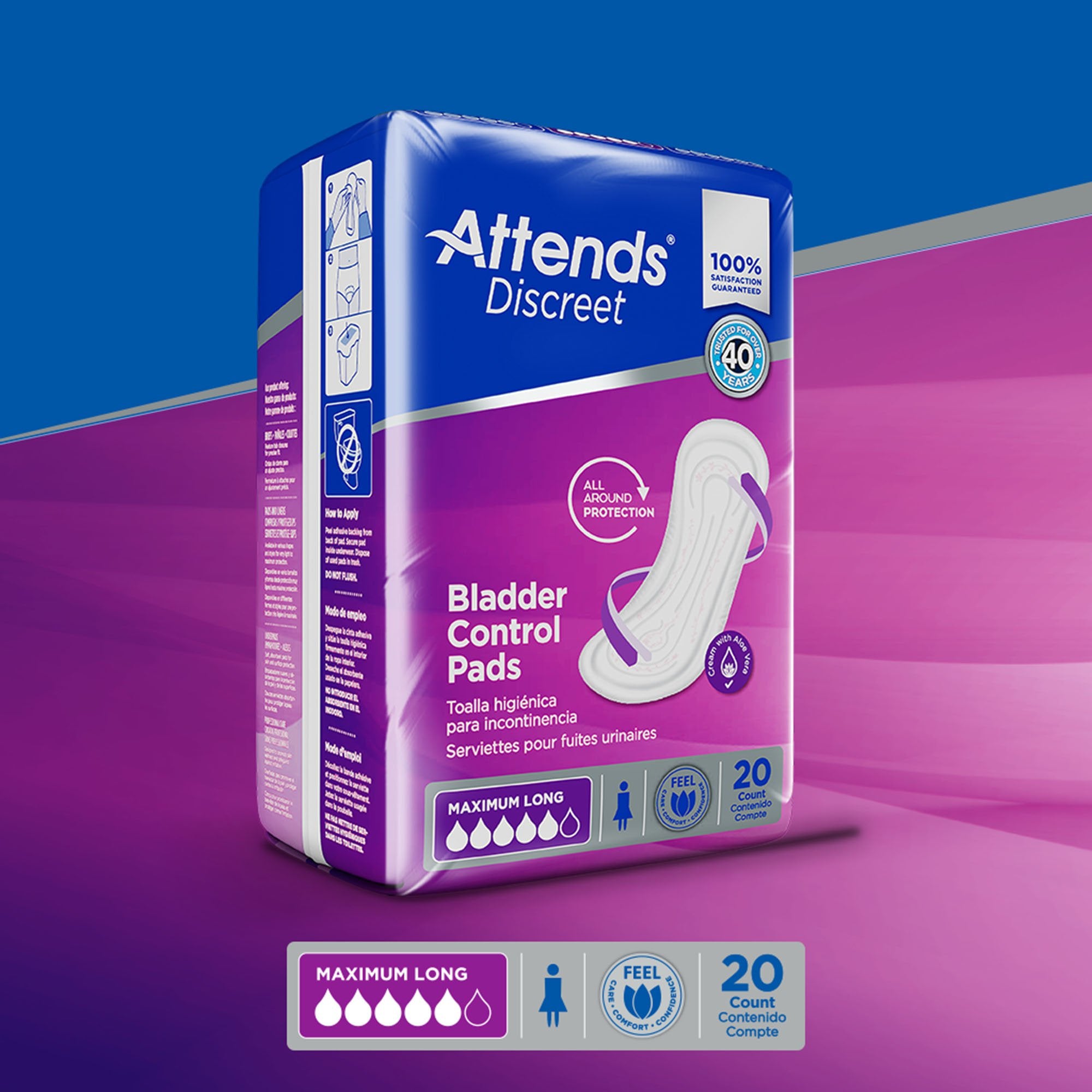 Attends Discreet Women's Maximum Long Bladder Control Pad