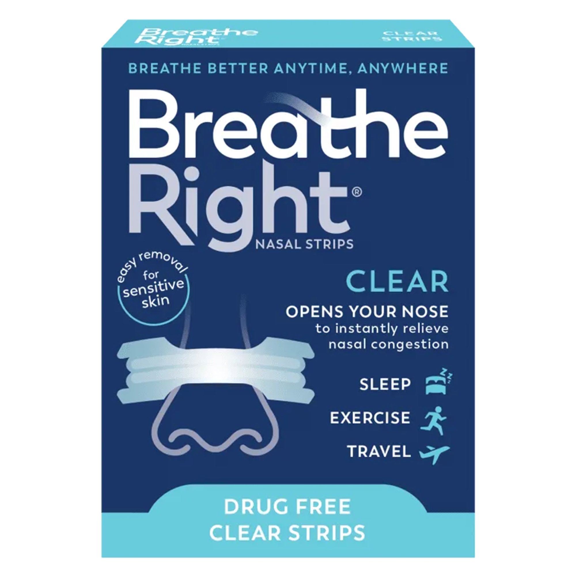 Breathe Right Sensitive Skin Clear Nasal Strips