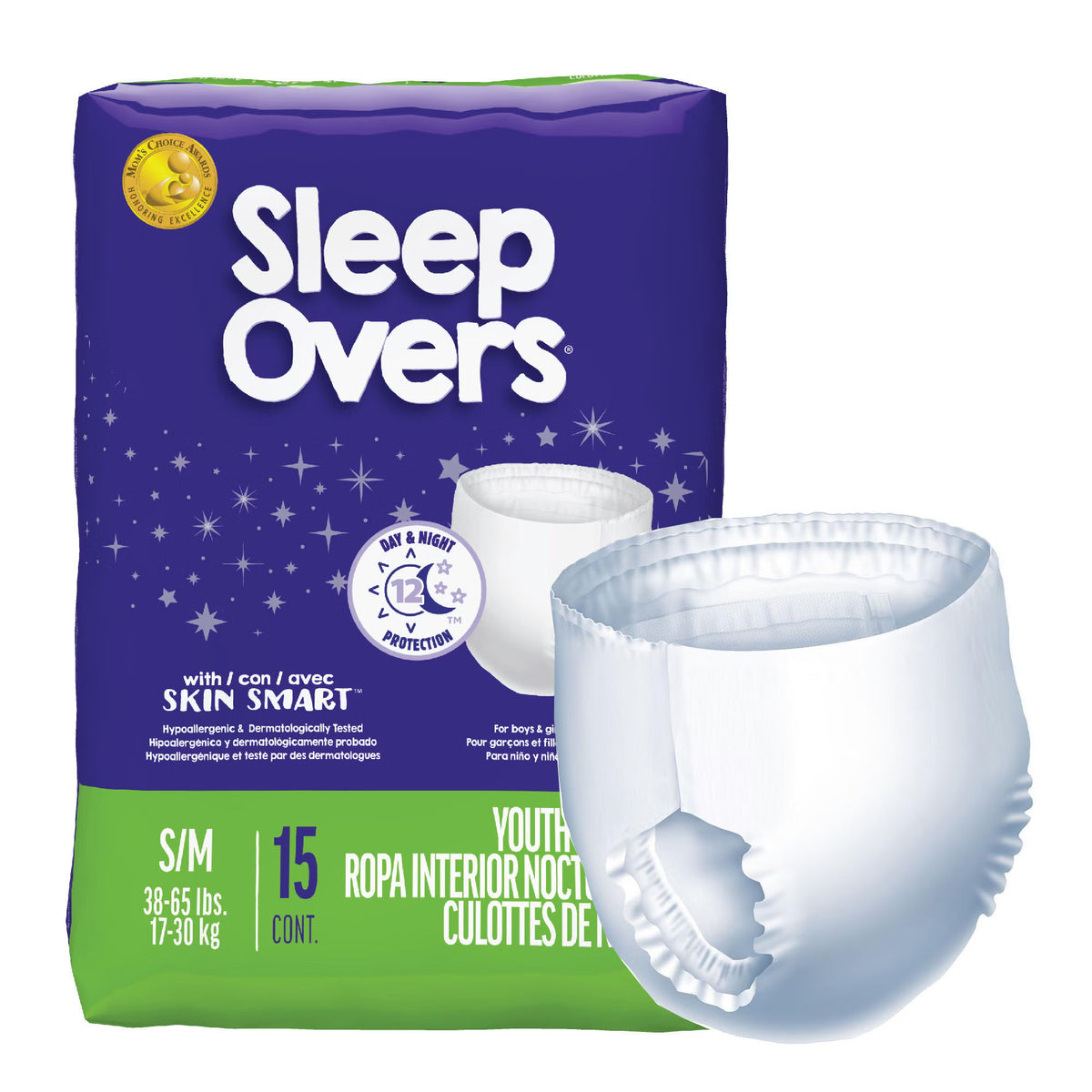 Cuties® Sleep Overs® Absorbent Underwear, Small / Medium — Case of 4