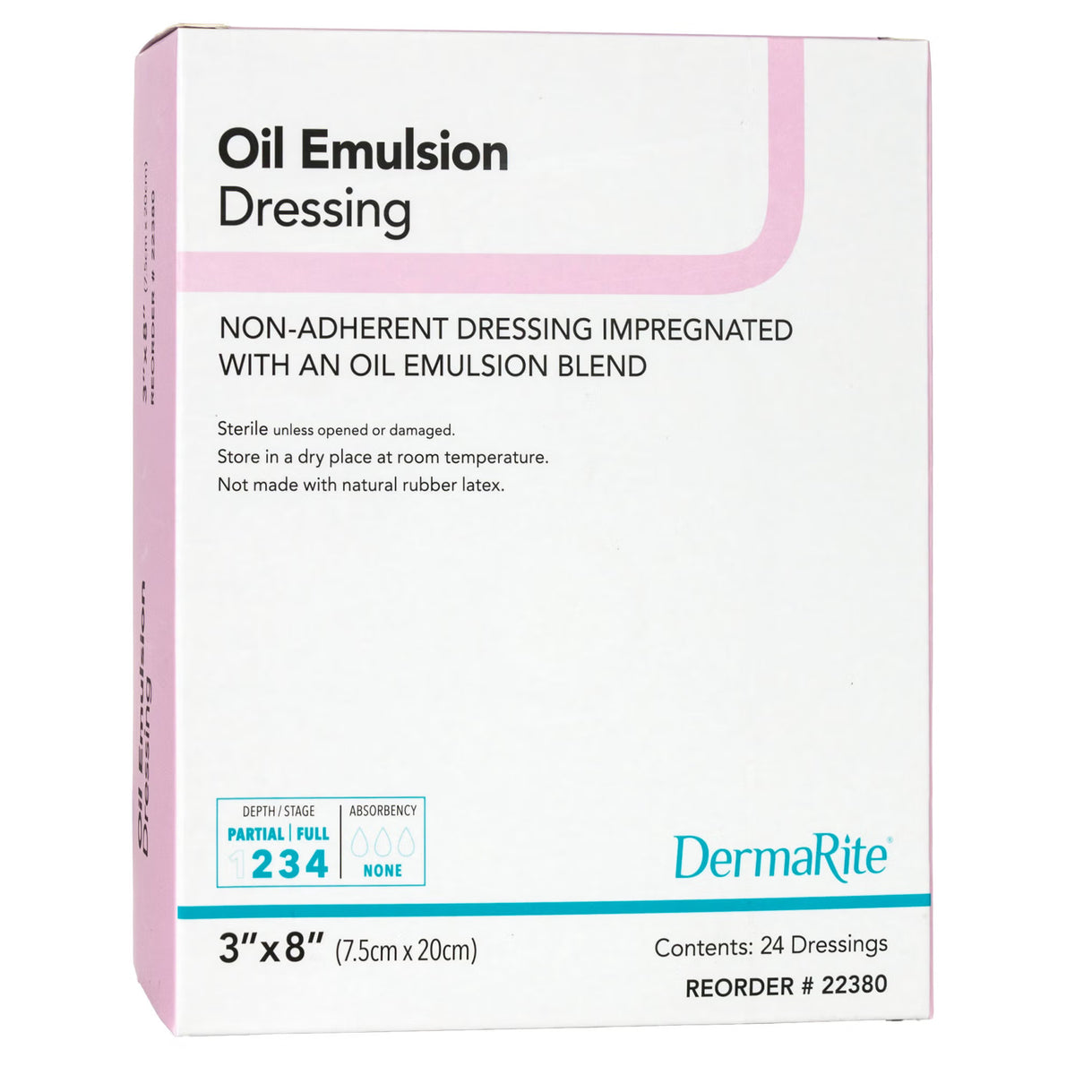 DermaRite® Oil Emulsion Impregnated Dressing, 3 x 8 Inch — Box of 24