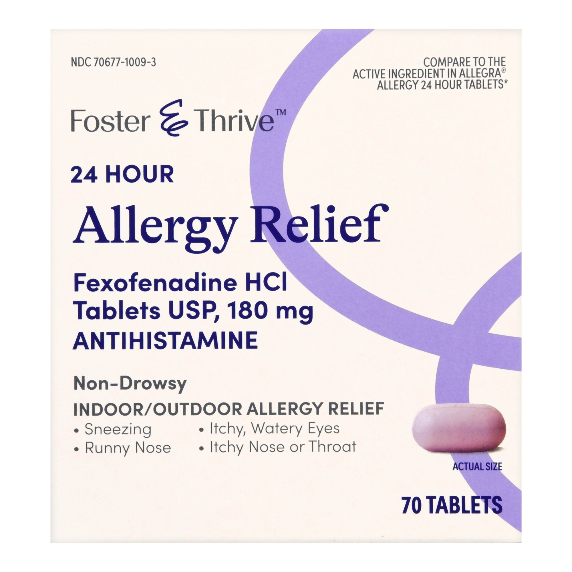 Foster & Thrive 24 Hour Allergy Relief Fexofenadine HCl USP 180 mg Tablets
