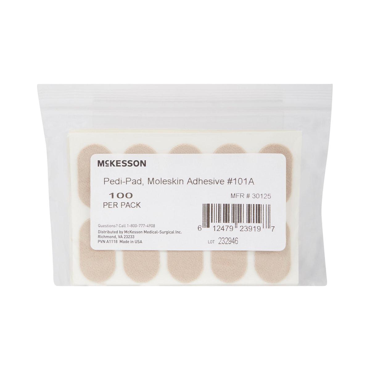 McKesson Pedi-Pad Beige Protective Pad, Size 101-A — Pack of 100