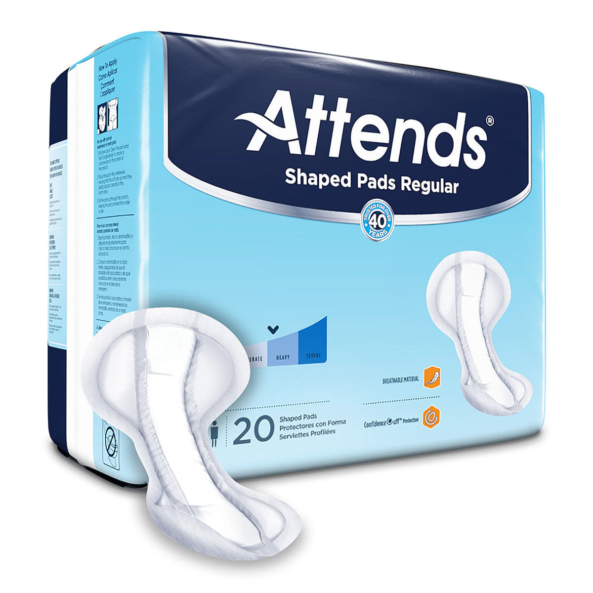 Attends® Shaped Bladder Control Pads, Regular — Pack of 20