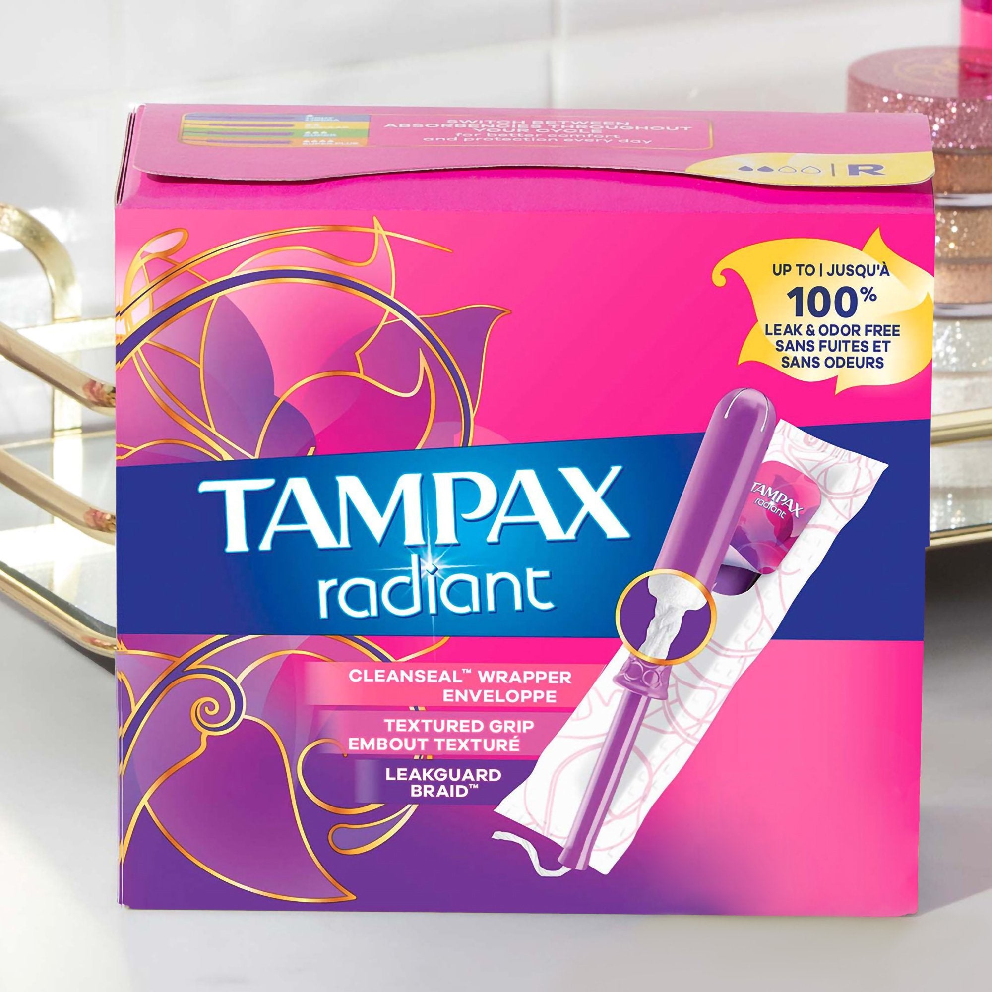 Tampax Radiant Tampons Regular Absorbency Unscented