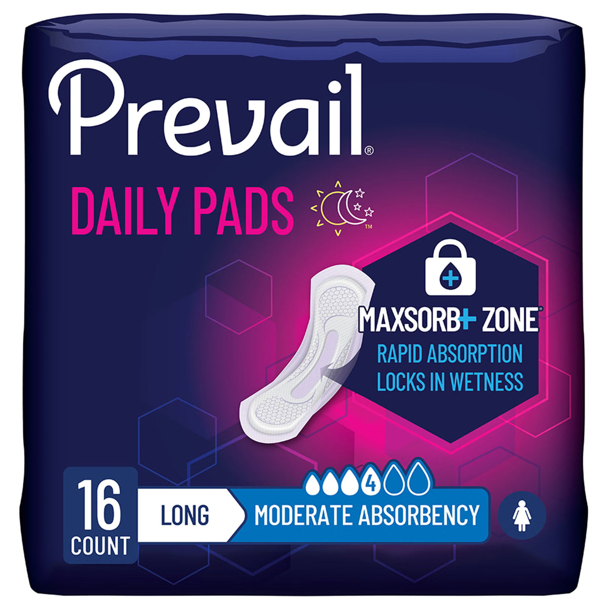 Prevail® Daily Pads Moderate Bladder Control Pad, 11-Inch Length — Bag of 16