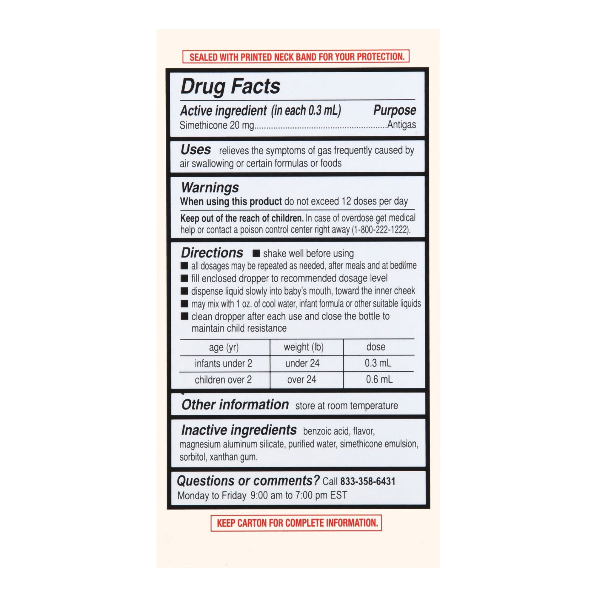 Foster & Thrive Simethicone Infant Gas Relief, 1-ounce Dropper Bottle