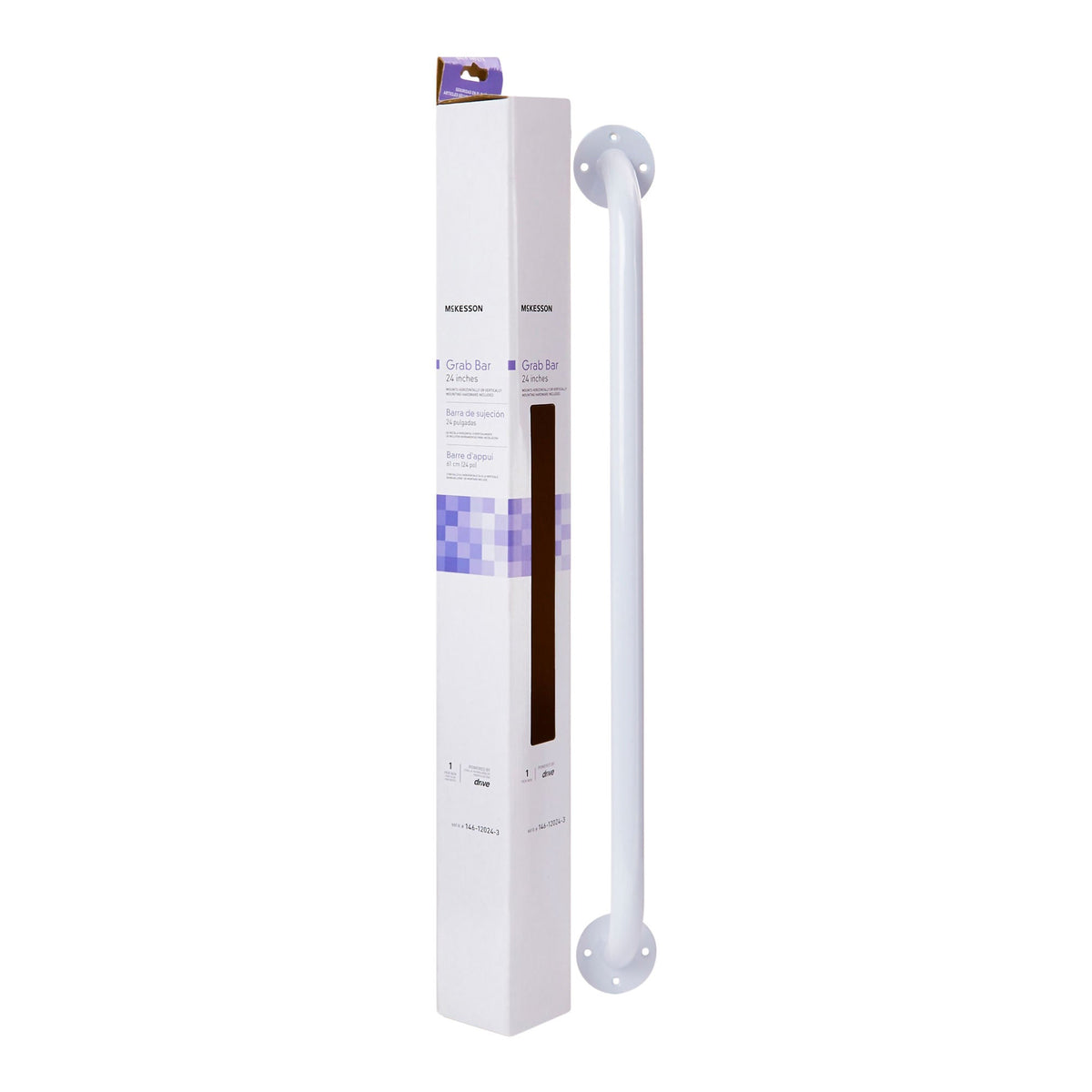 McKesson Wall Grab Bar, White Steel, 24-Inch Length