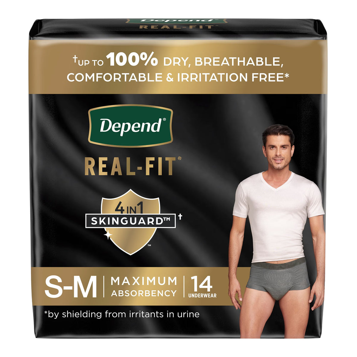 Depend® Real Fit® Underwear for Men, Small/Medium — Pack of 14